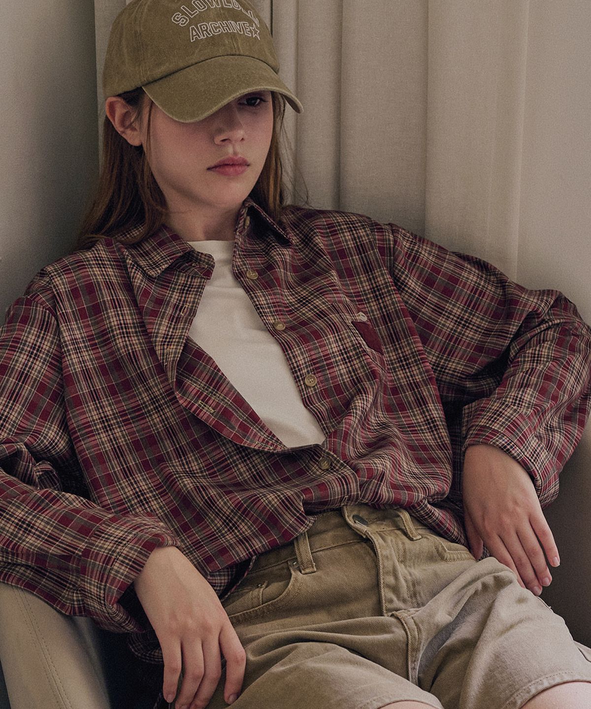 슬로우롤리(SLOWLOLLI) Check pocket shirt_2 Colors