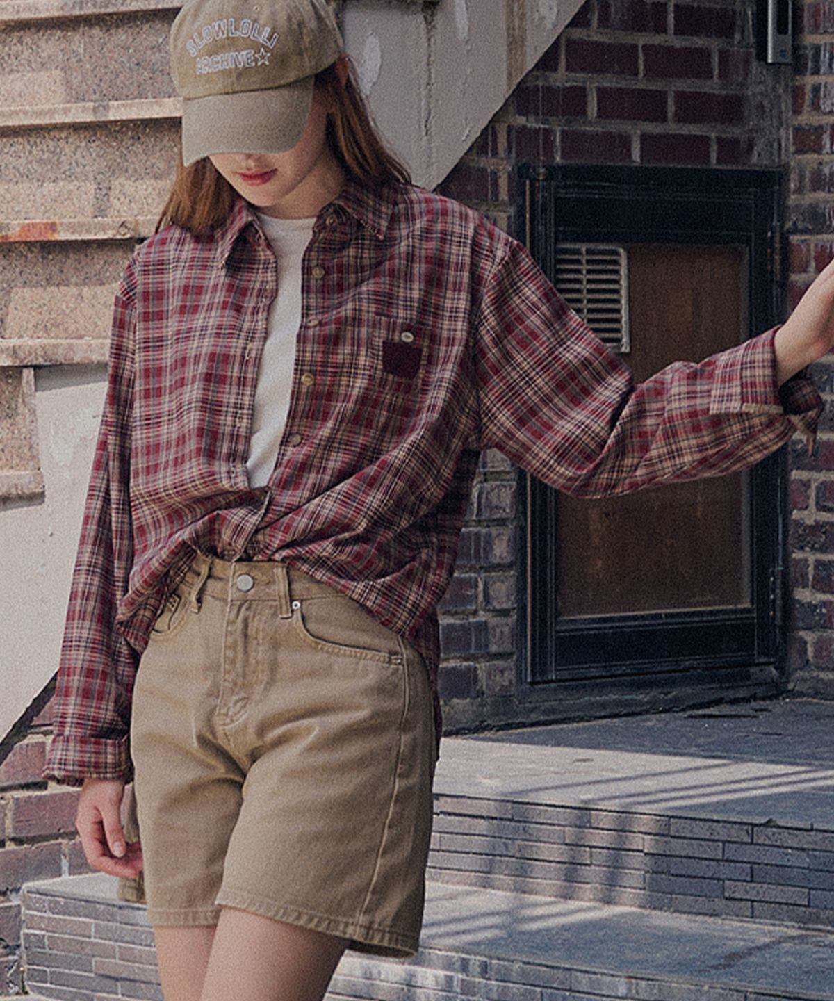 슬로우롤리(SLOWLOLLI) Check pocket shirt_2 Colors