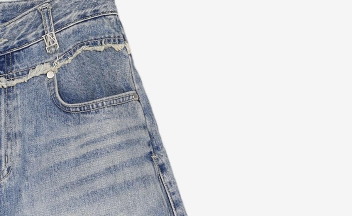 트리밍버드(TREEMINGBIRD) Two-way Fit Balloon Denim Pants [ Light Blue ] S