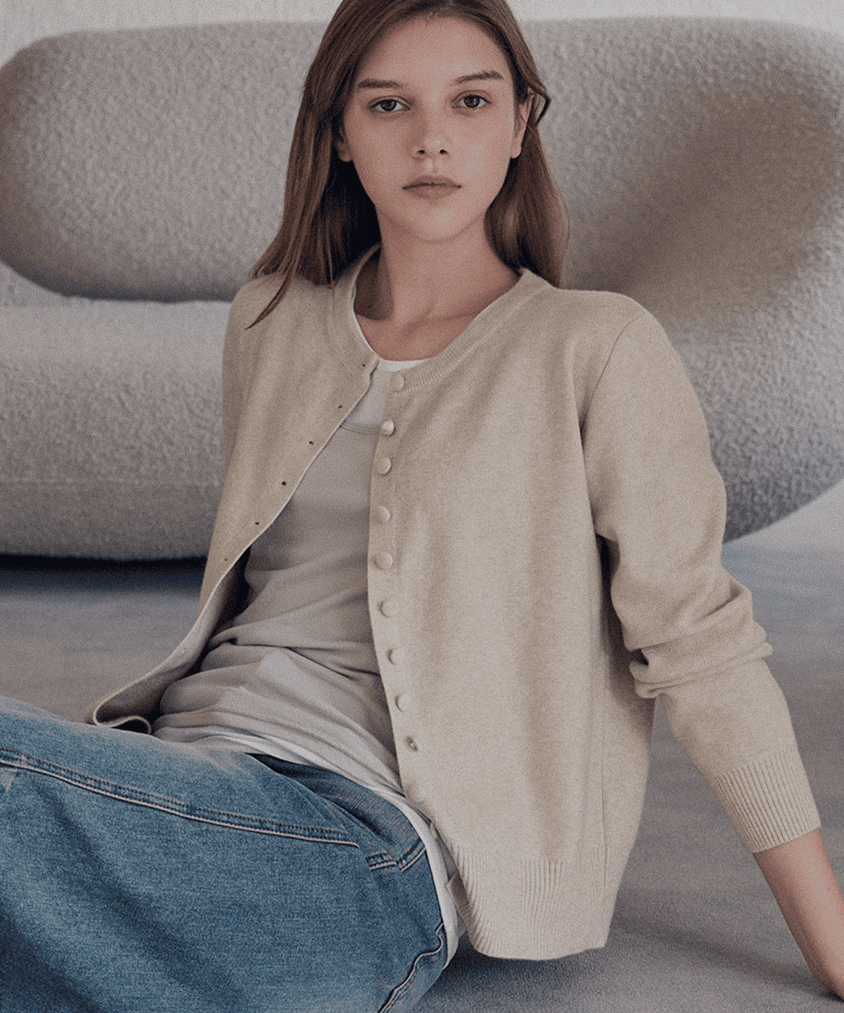 슬로우롤리(SLOWLOLLI) Henley button cardigan_4 Colors