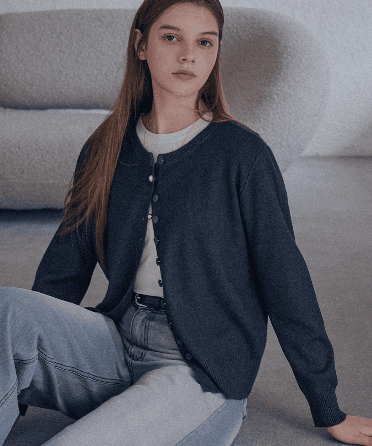 슬로우롤리(SLOWLOLLI) Henley button cardigan_4 Colors