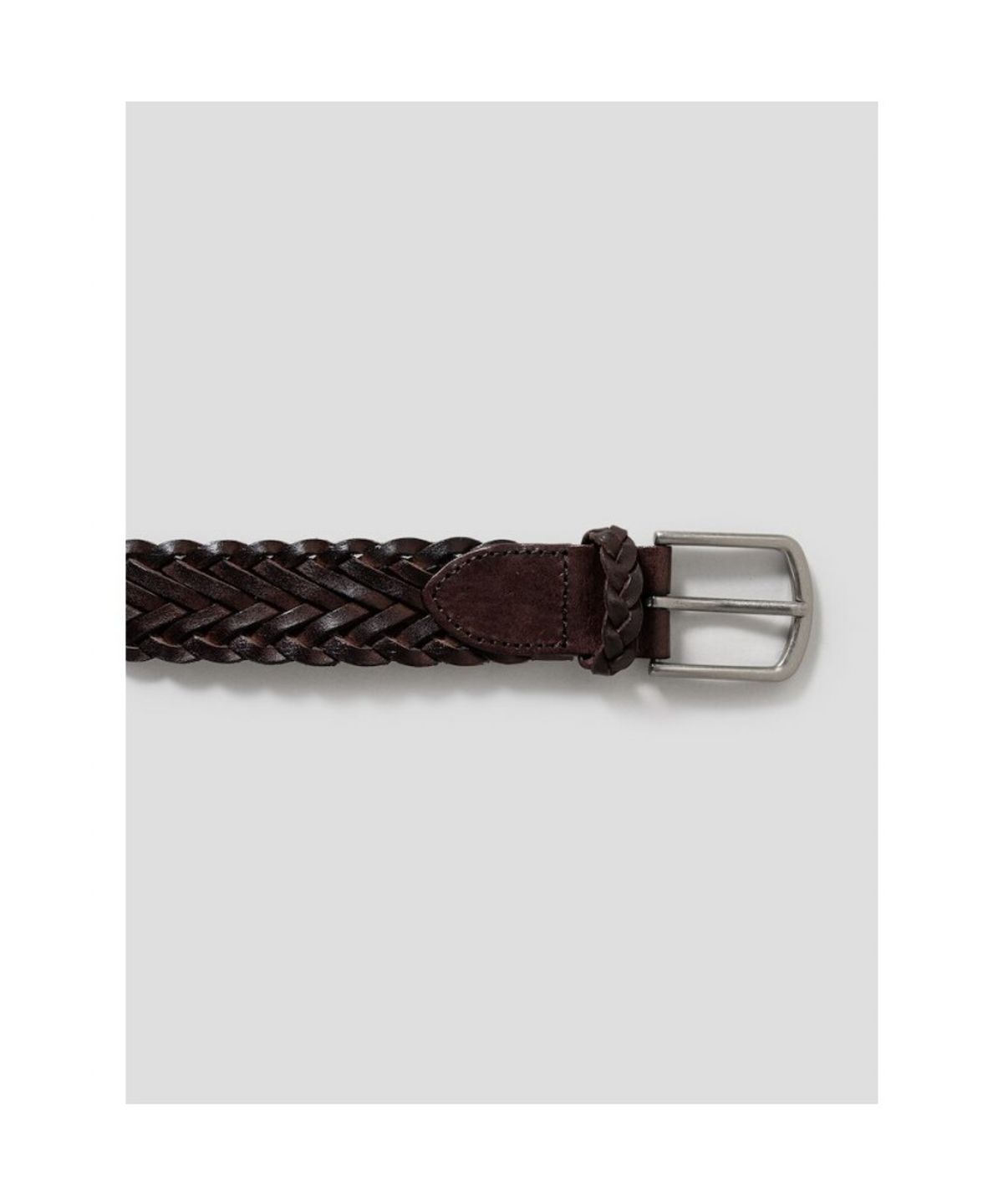 빈폴 액세서리(BEANPOLE ACCESSORY) 가죽 짜임 캐주얼 버클 벨트  브라운