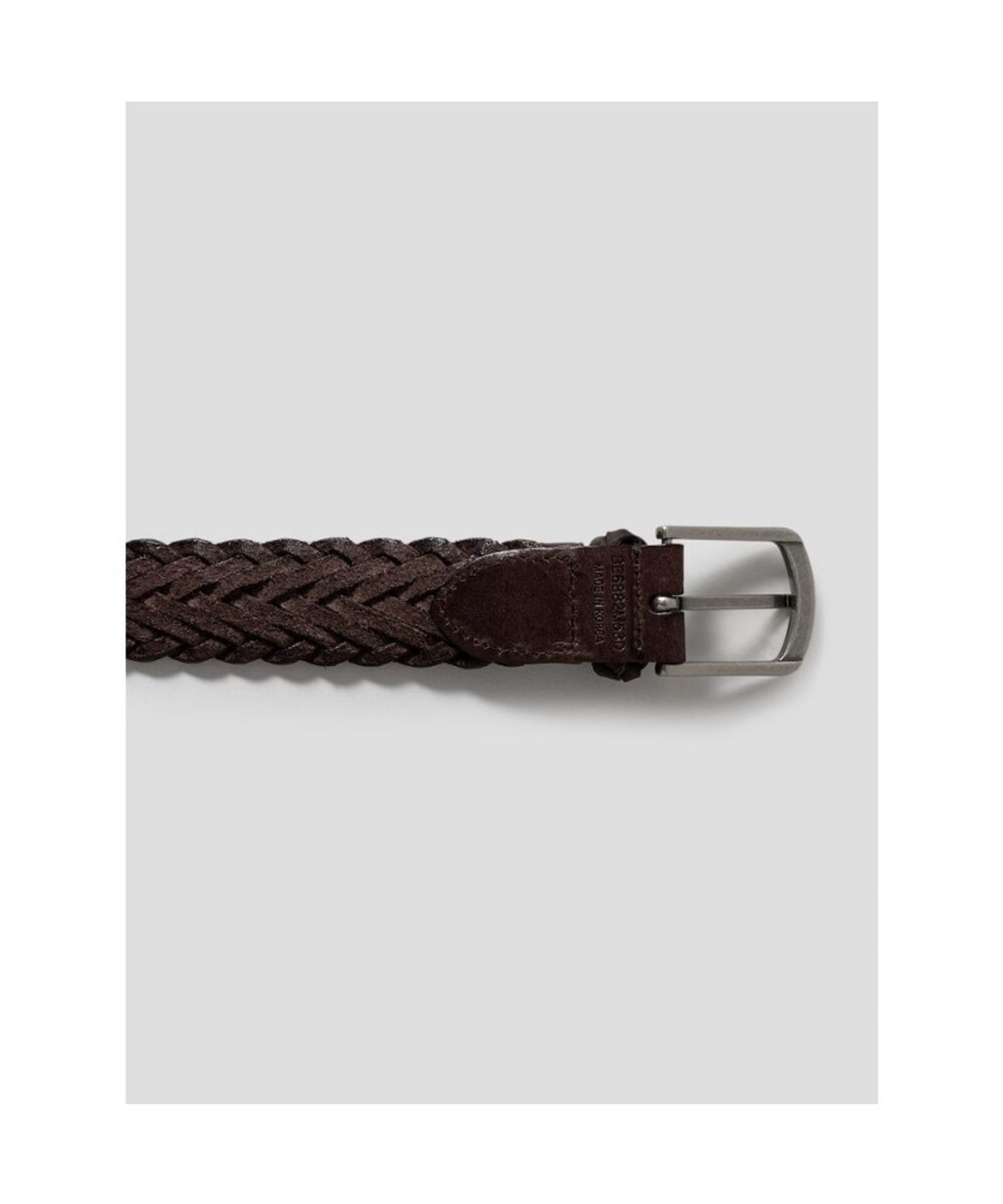 빈폴 액세서리(BEANPOLE ACCESSORY) 가죽 짜임 캐주얼 버클 벨트  브라운