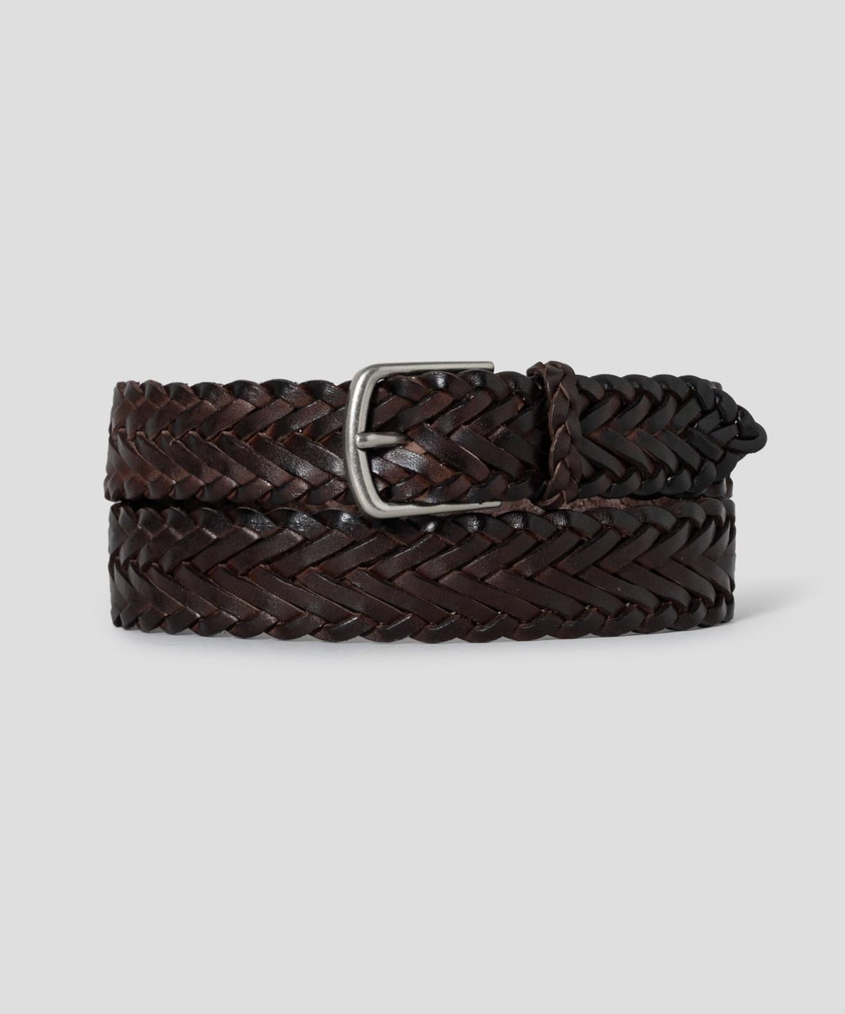 빈폴 액세서리(BEANPOLE ACCESSORY) 가죽 짜임 캐주얼 버클 벨트  브라운