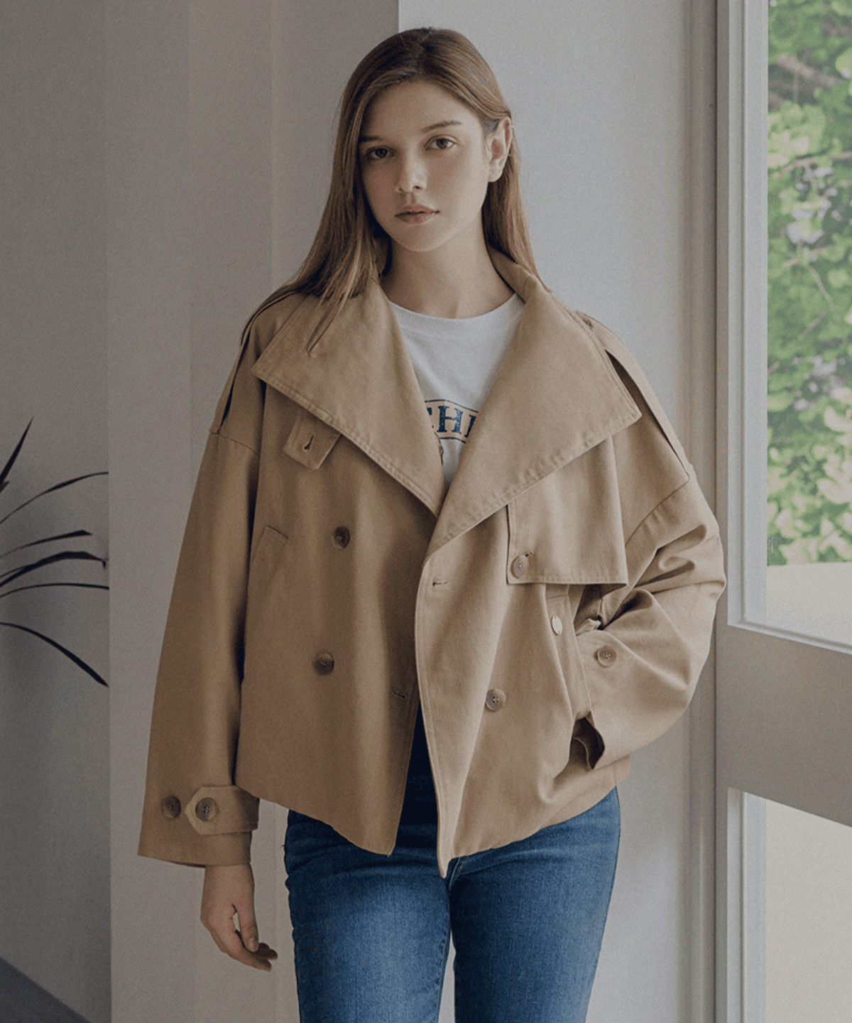 슬로우롤리(SLOWLOLLI) High neck half jacket_2 Colors