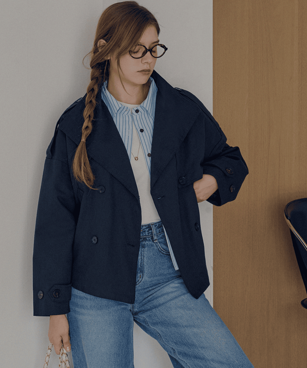 슬로우롤리(SLOWLOLLI) High neck half jacket_2 Colors