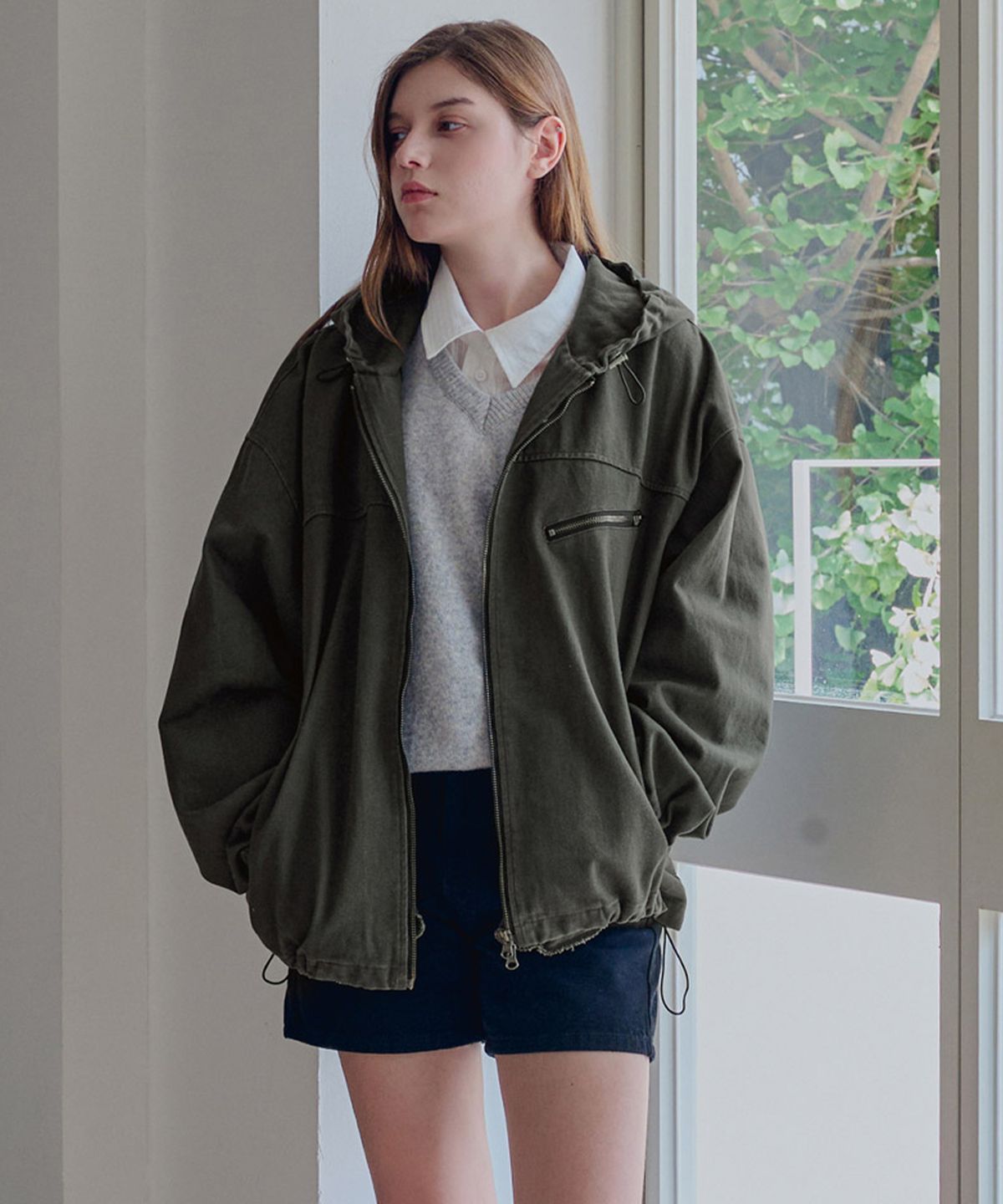 슬로우롤리(SLOWLOLLI) Vela hood jacket_2 Colors