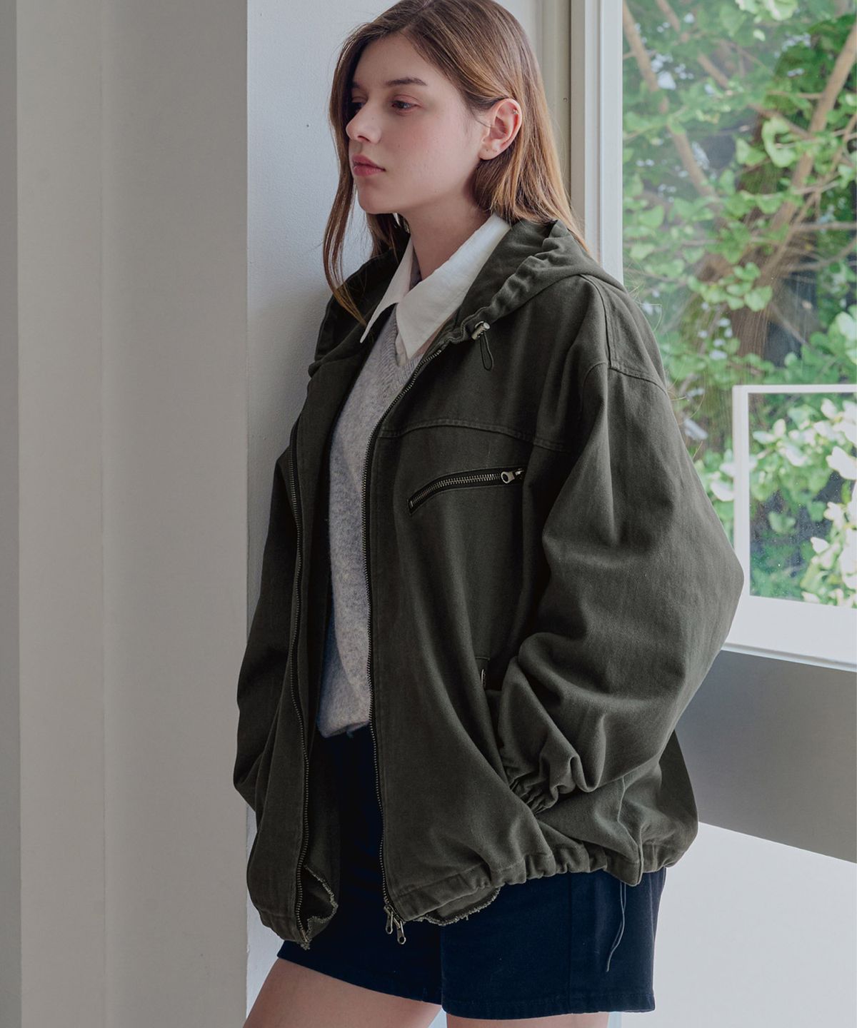 슬로우롤리(SLOWLOLLI) Vela hood jacket_2 Colors