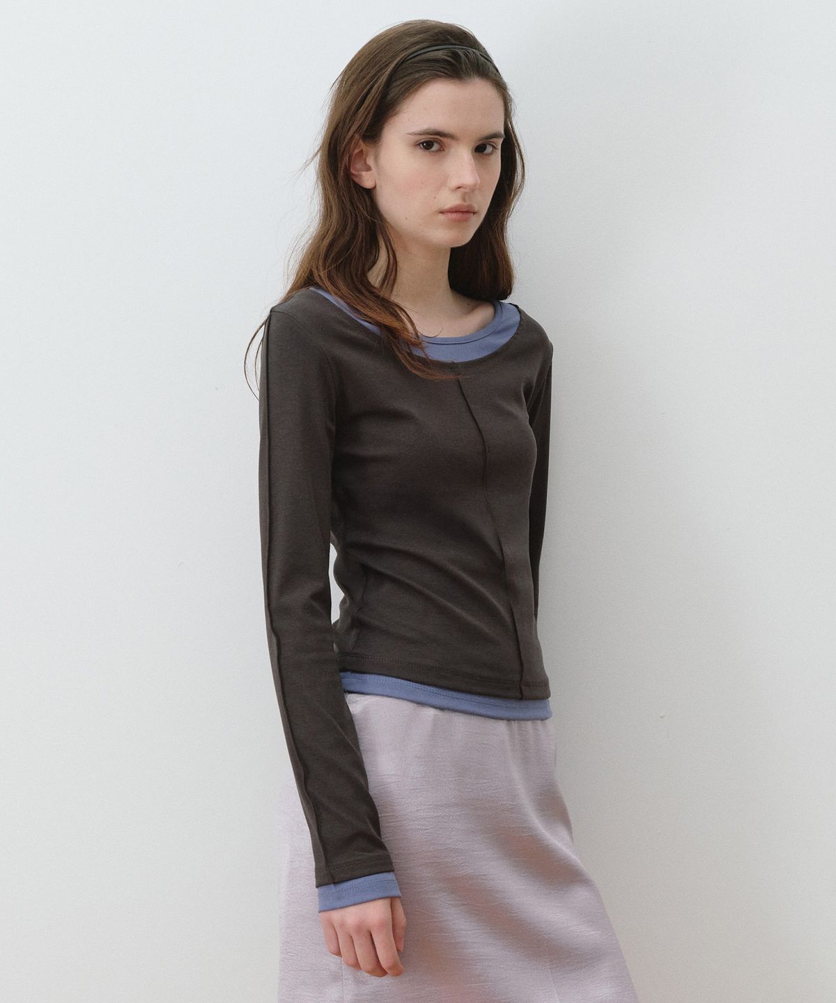 로라로라(ROLAROLA) DOUBLE LAYERED LONG SLEEVE CH+BL