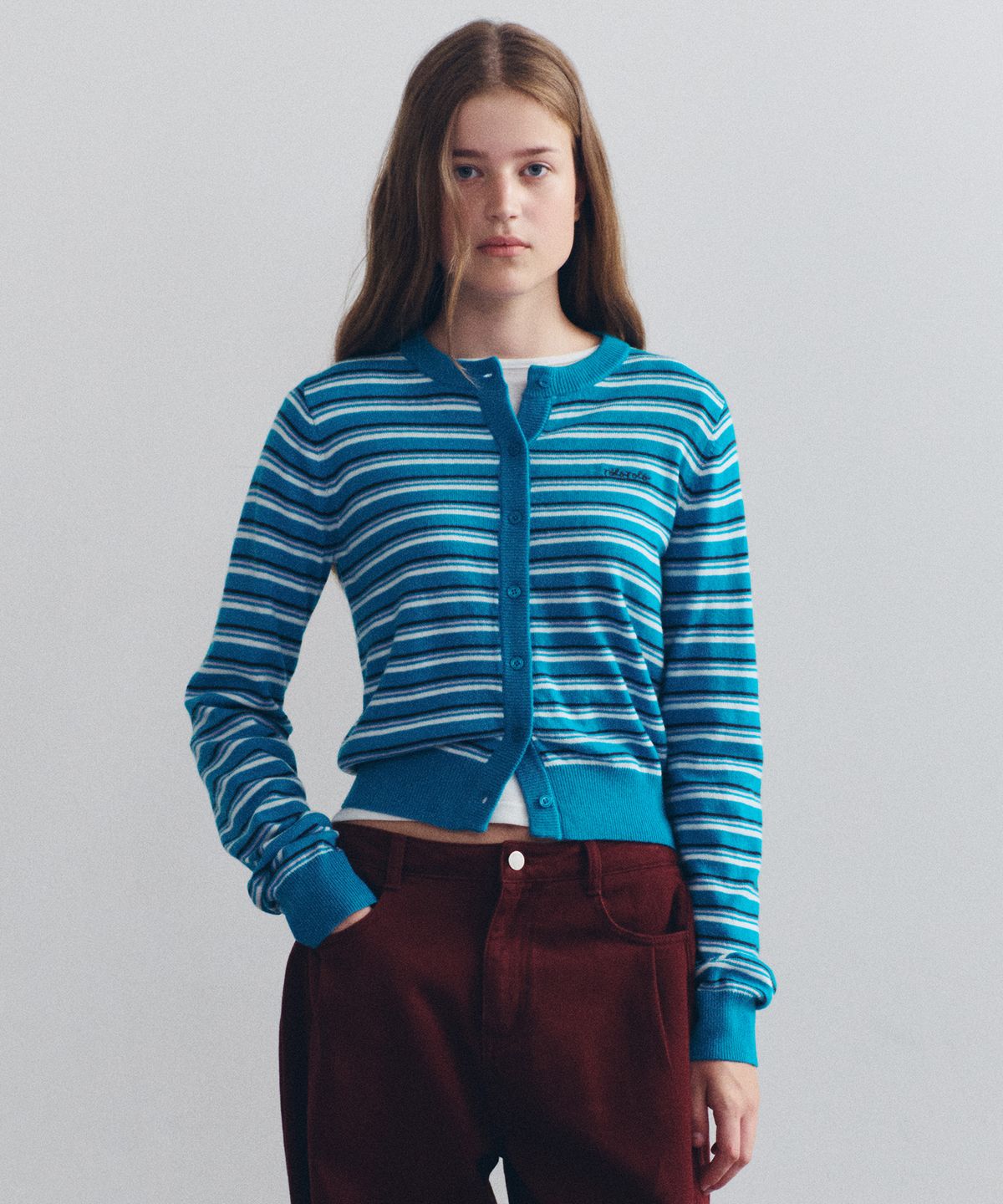 로라로라(ROLAROLA) STRIPE CARDIGAN BLUE