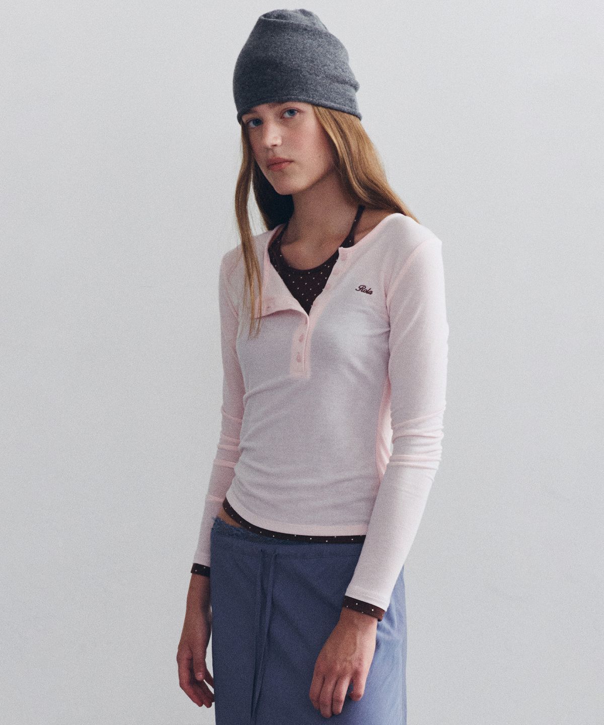 로라로라(ROLAROLA) HALTER LAYERED LONG SLEEVE I/PINK