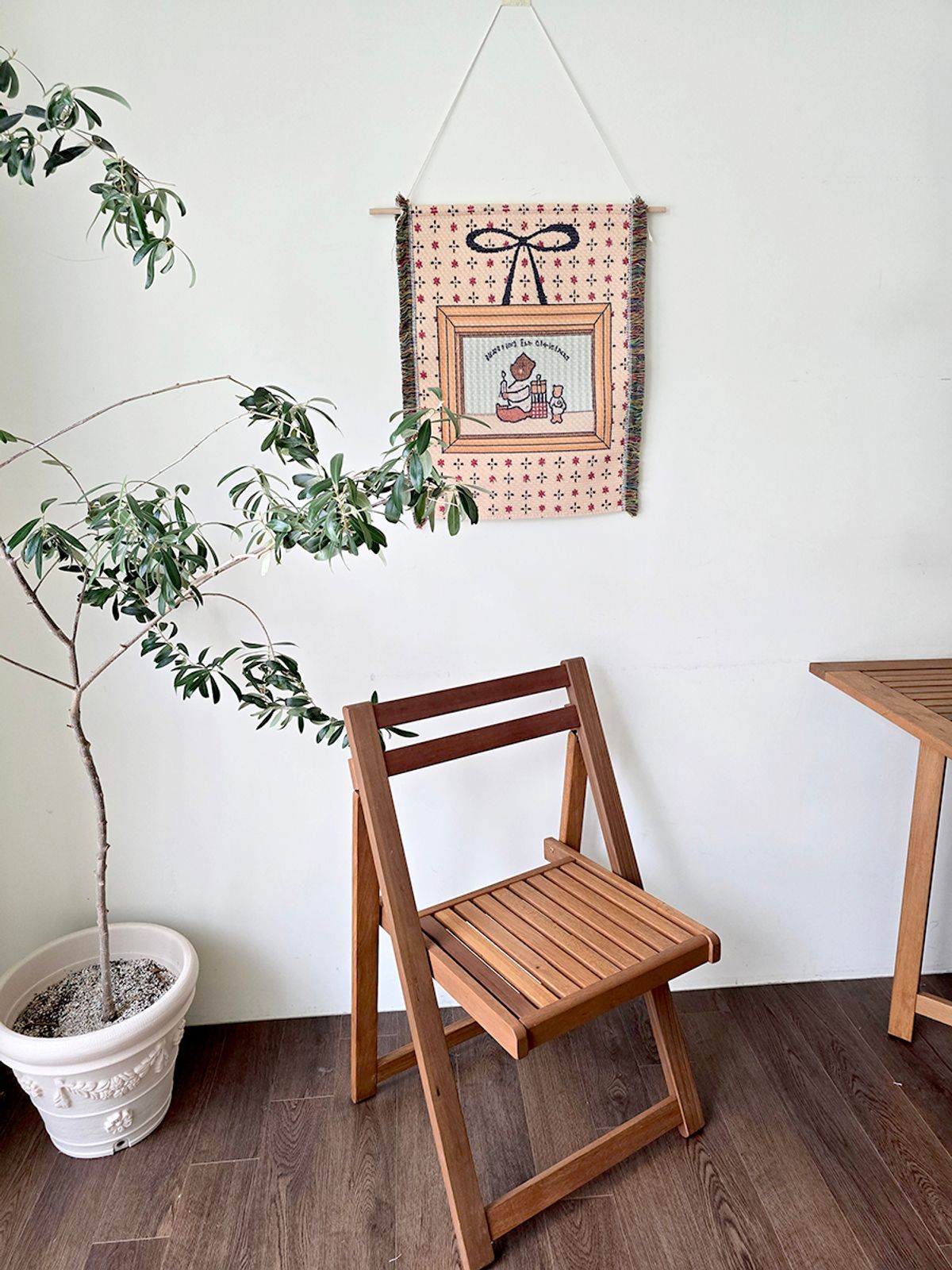 블랑쉬하우스(BLANCHE HOUSE) 블랑쉬 리틀 피크닉 아트 우드 족자 패브릭 월데코 벽걸이 태피스트리 40x55