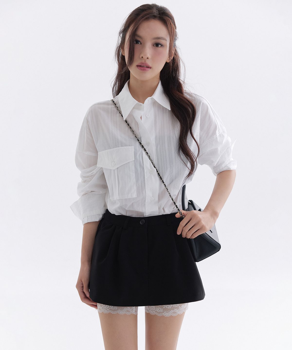 더티스(THETIS) LACE LAYER MINI SKIRT_TT6S514BK
