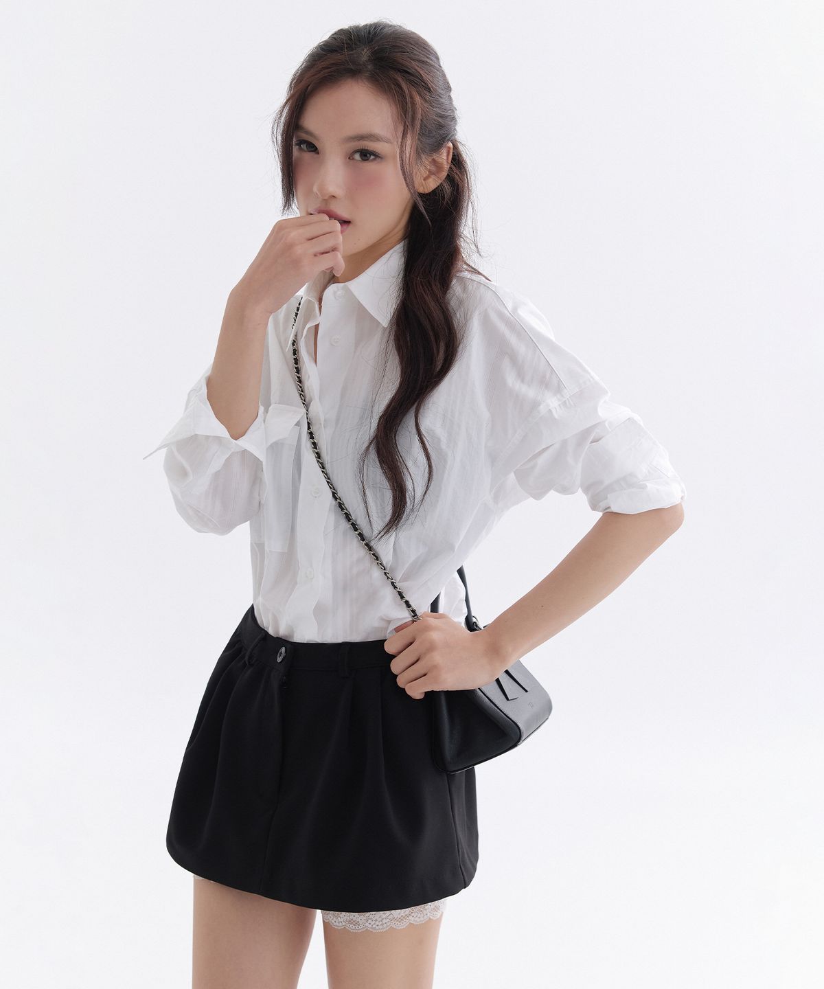 더티스(THETIS) LACE LAYER MINI SKIRT_TT6S514BK
