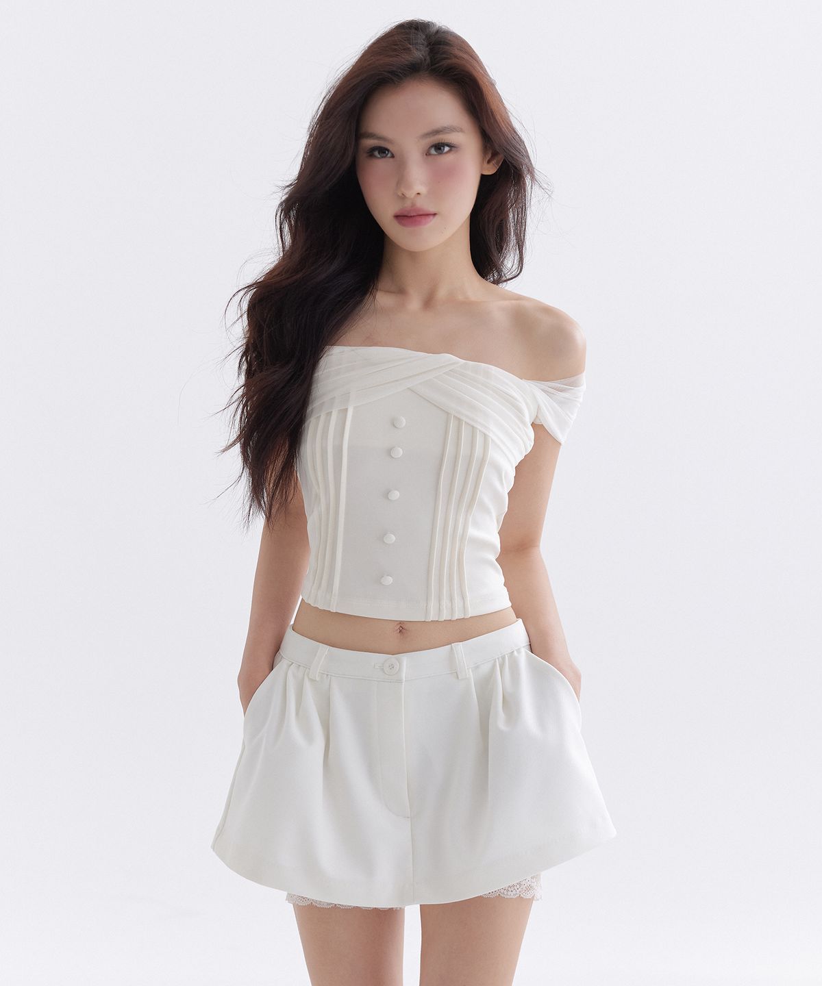 더티스(THETIS) LACE LAYER MINI SKIRT_TT6S514IV