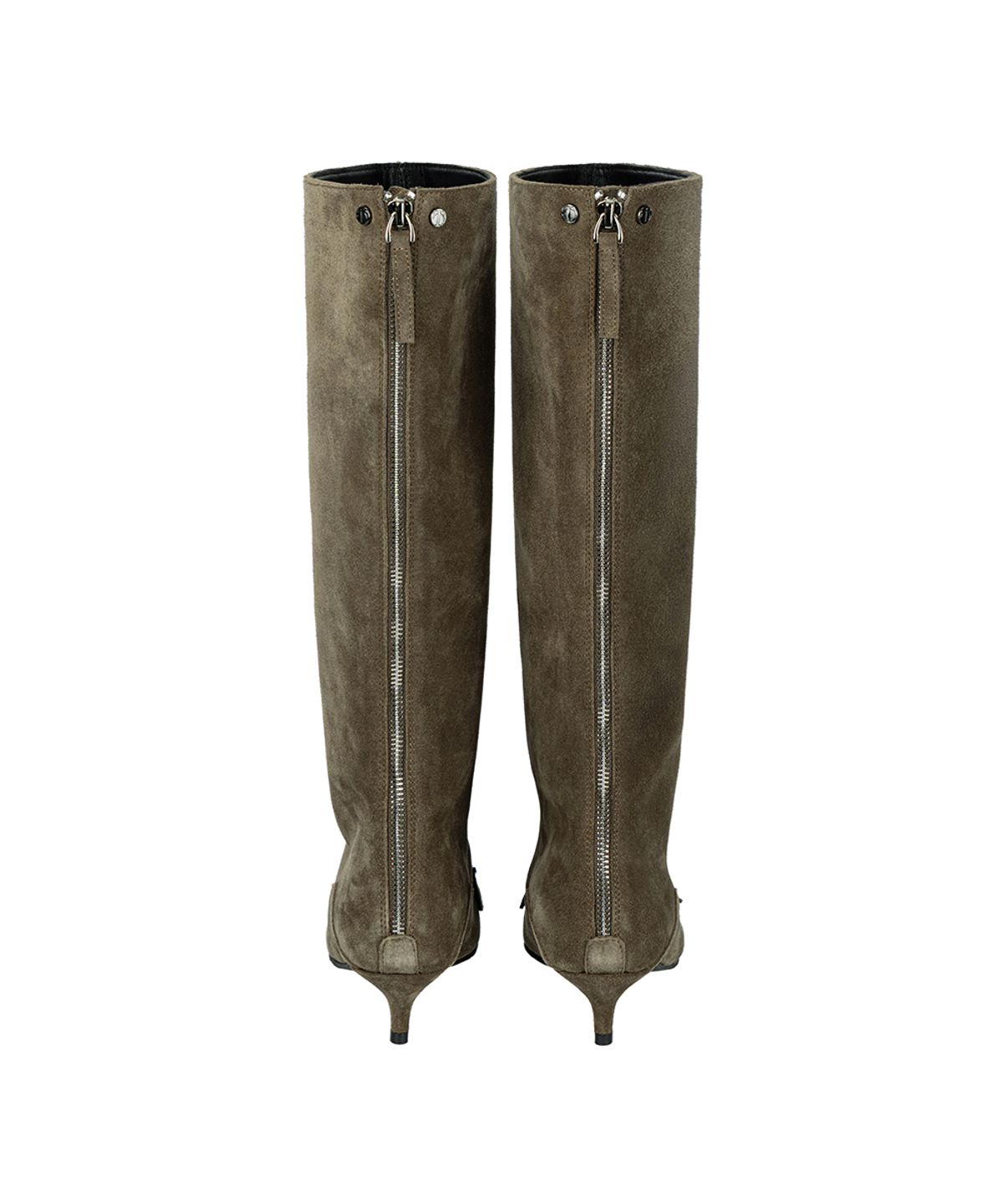 트리밍버드(TREEMINGBIRD) Double-Belted Studded Long Boots [ Khaki ]
