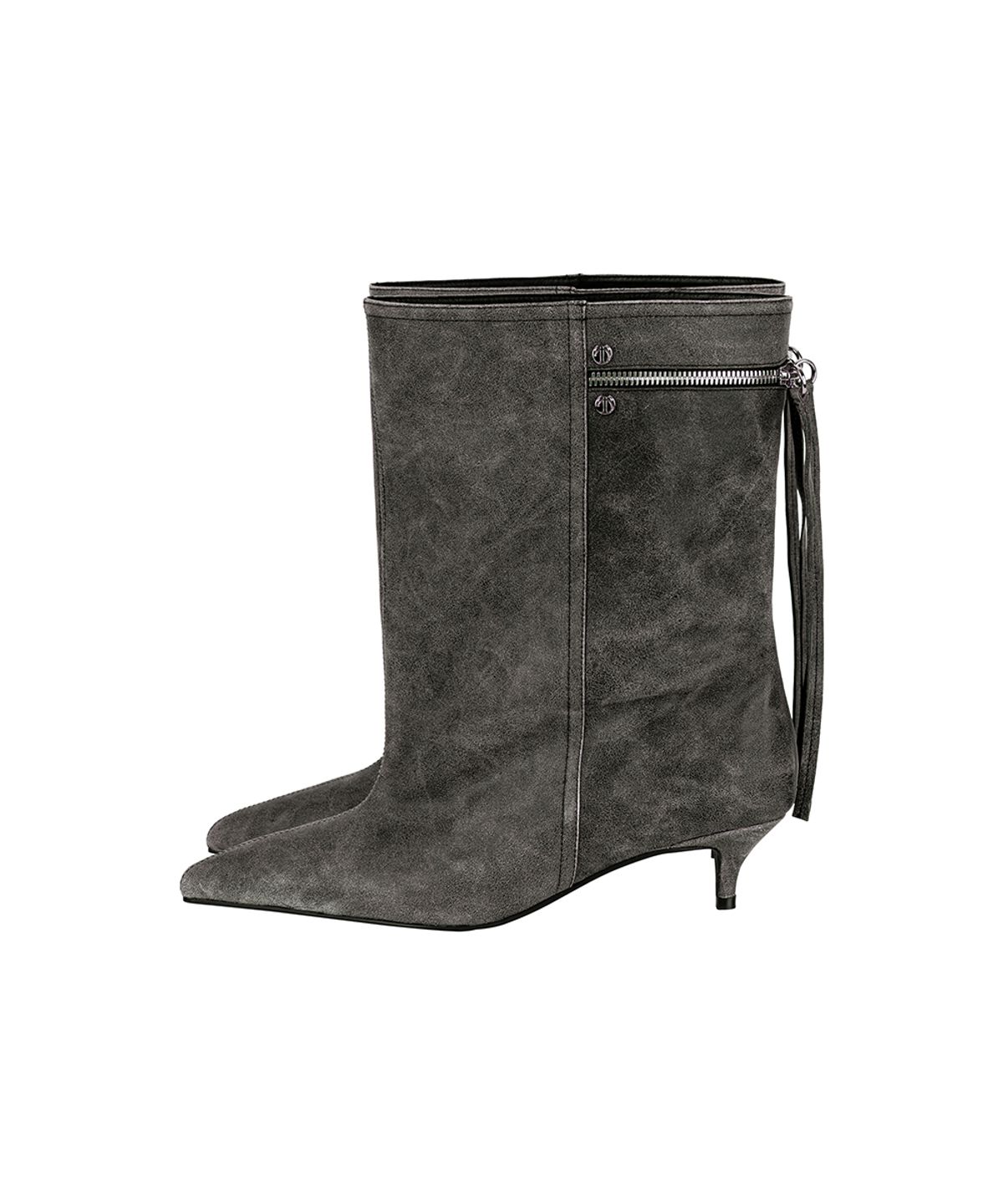 트리밍버드(TREEMINGBIRD) Back-Zip Mid Boots [ Gray ]