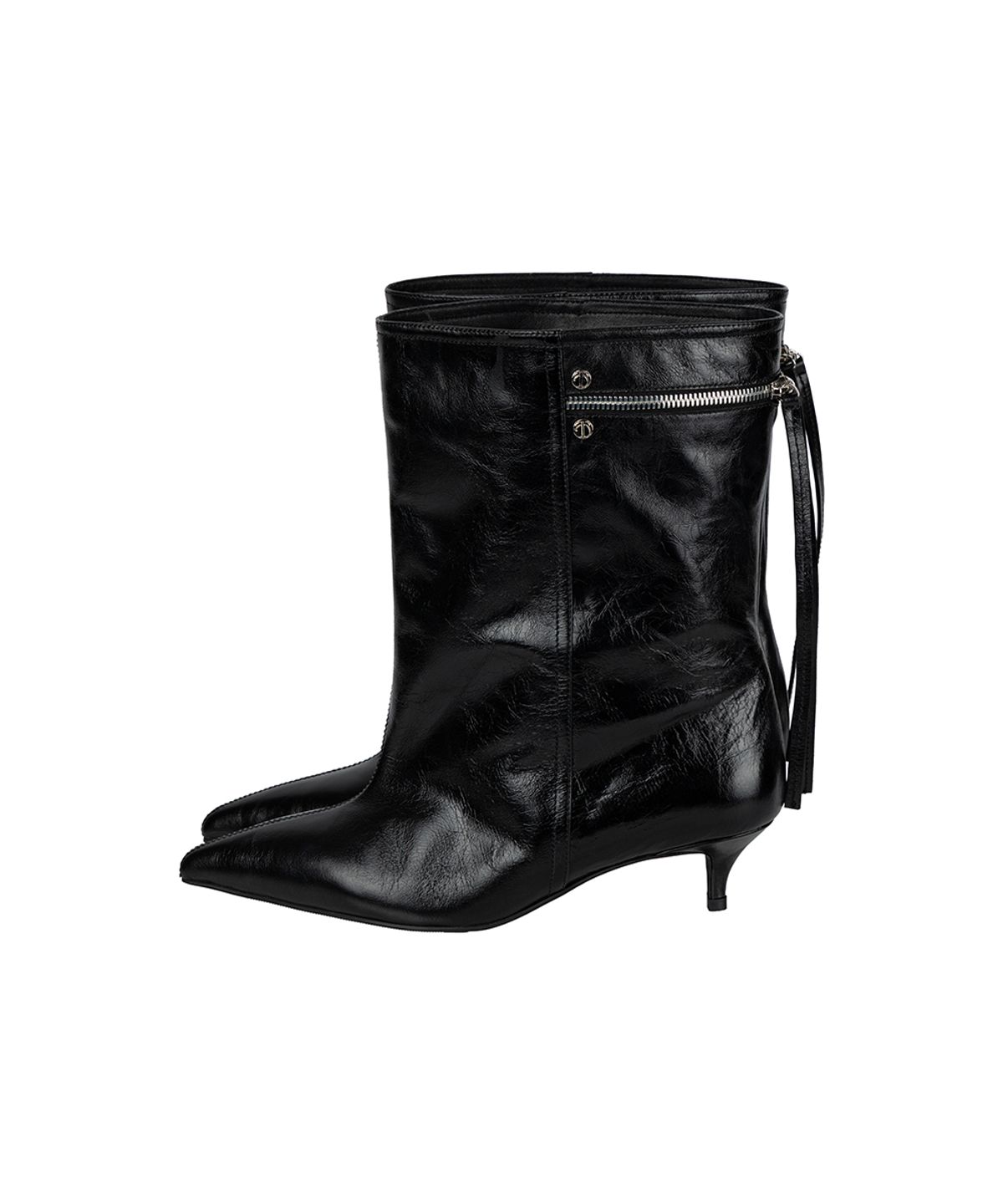 트리밍버드(TREEMINGBIRD) Back-Zip Mid Boots [ Black ]