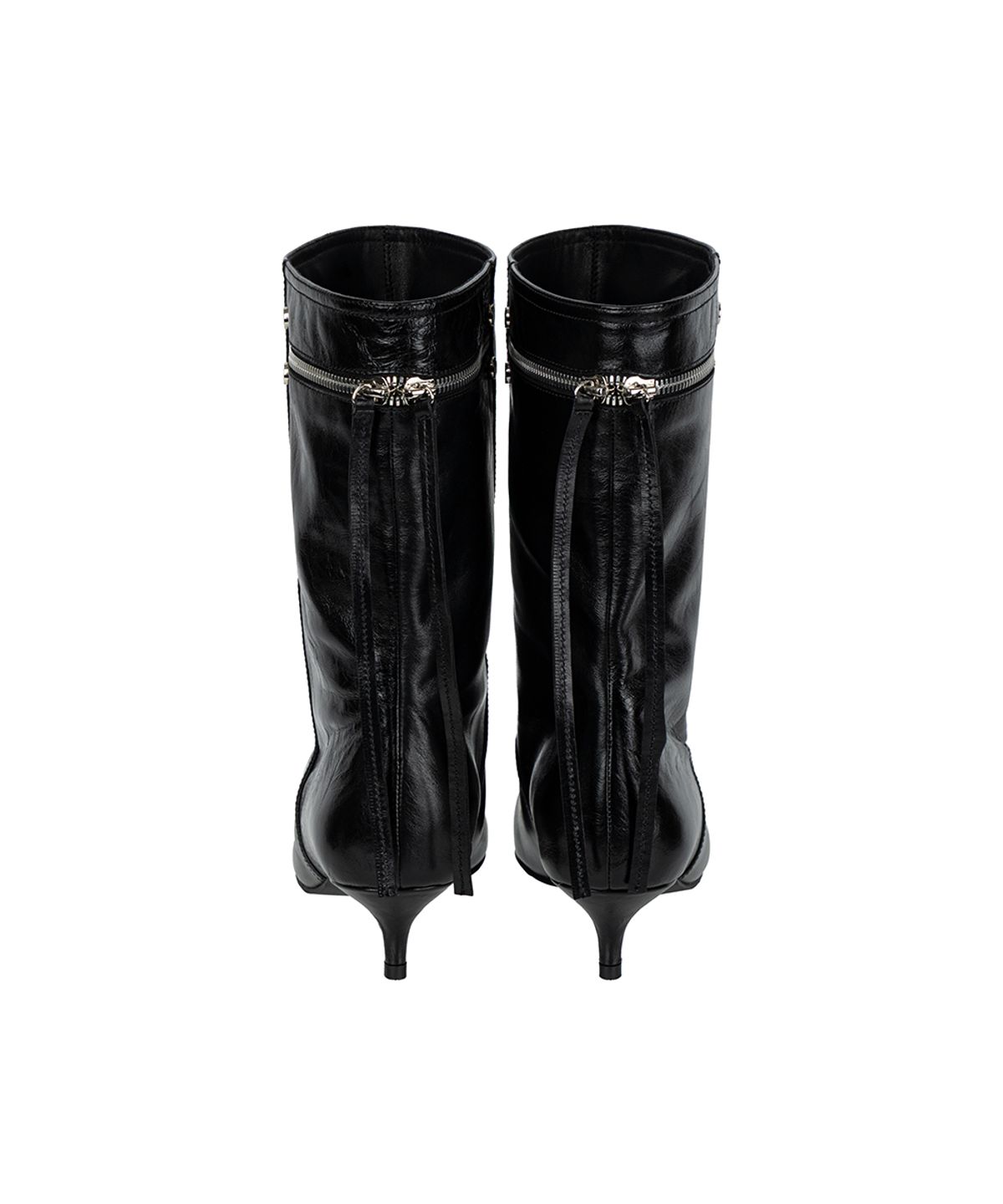 트리밍버드(TREEMINGBIRD) Back-Zip Mid Boots [ Black ]