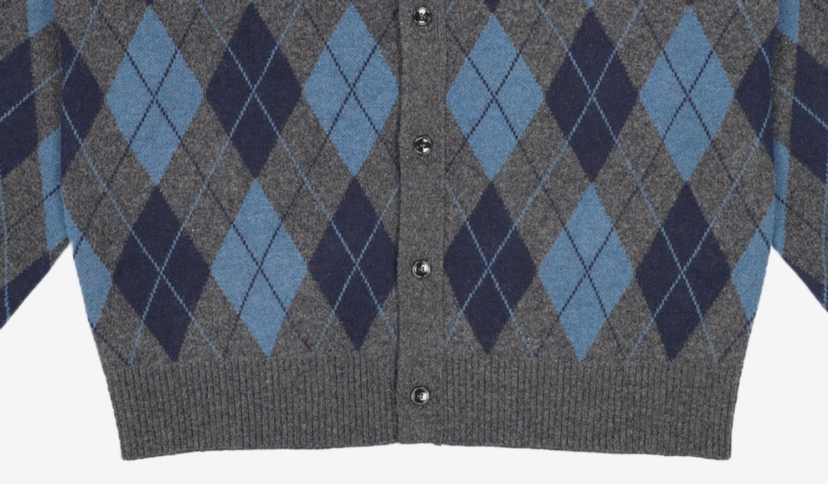 티엔지티(TNGT) Wool Blend Argyle Polo Cardigan (Dark Grey) TNSW5F104G2 105