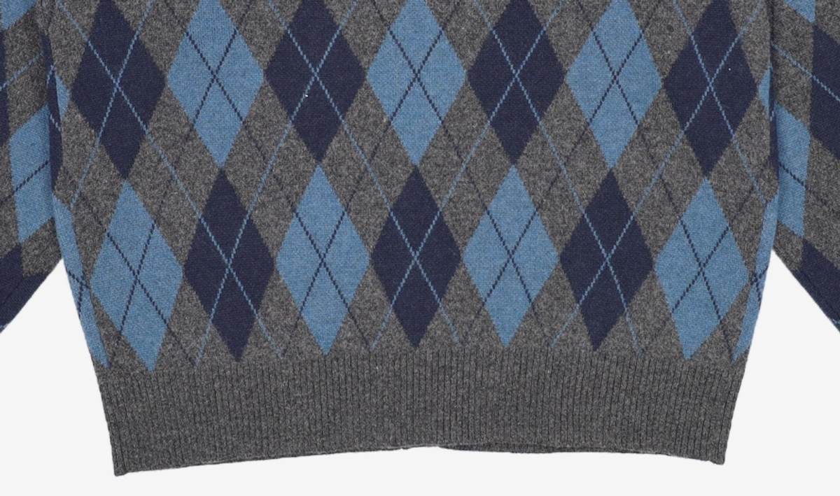 티엔지티(TNGT) Wool Blend Argyle Polo Cardigan (Dark Grey) TNSW5F104G2 105