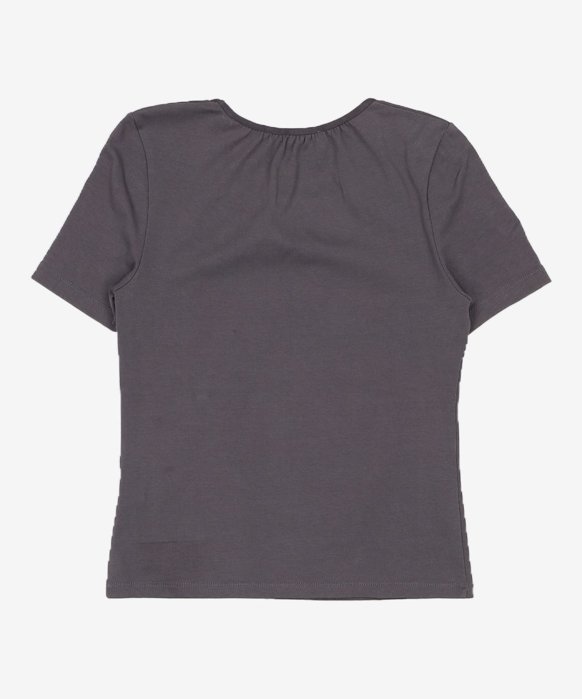 아모멘토(AMOMENTO) NECK SHIRRING SHORT SLEEVE TOP_CHARCOAL FREE