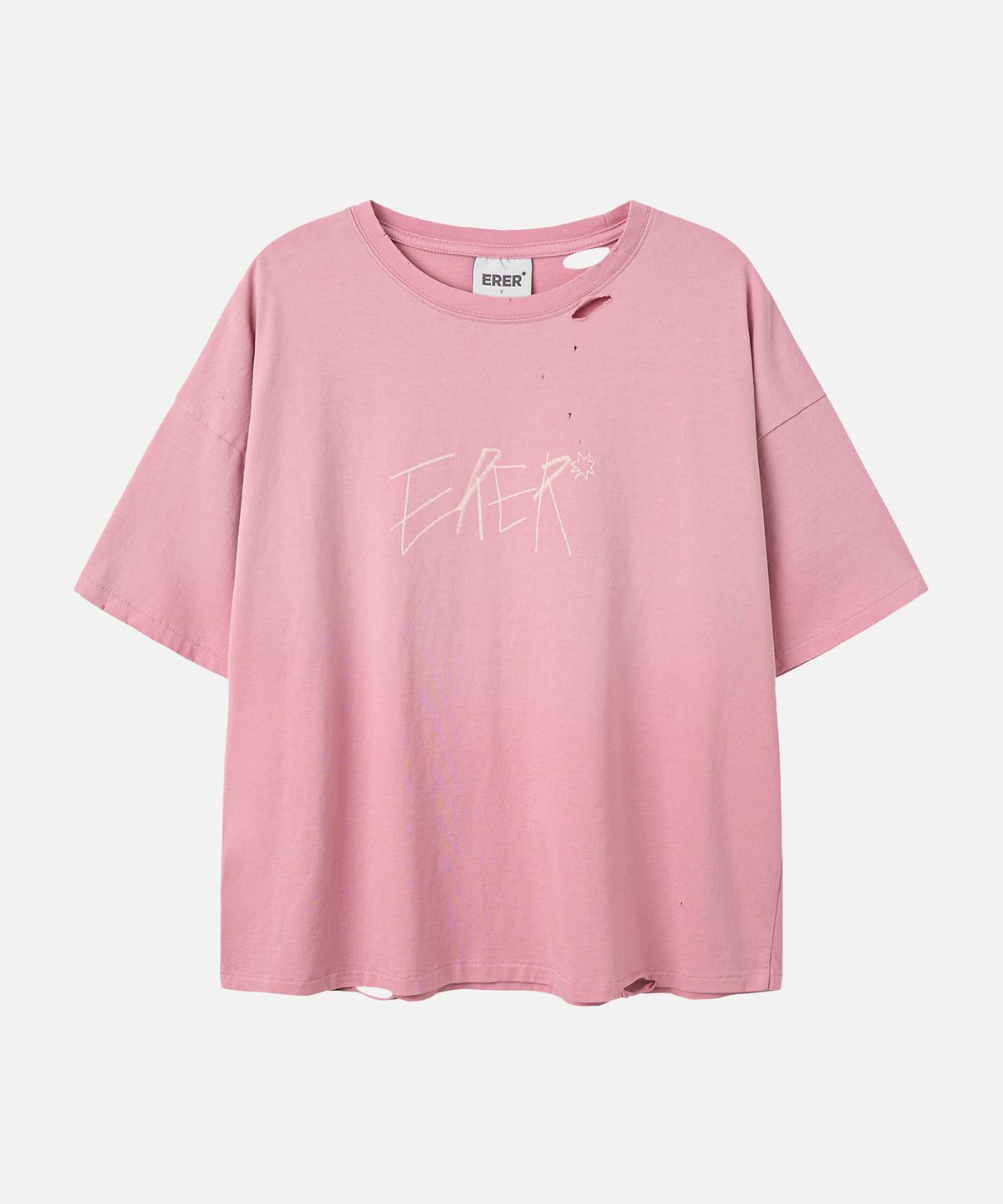 에르에르(ERER) Oversized Scribble Graphic T-Shirt Pink