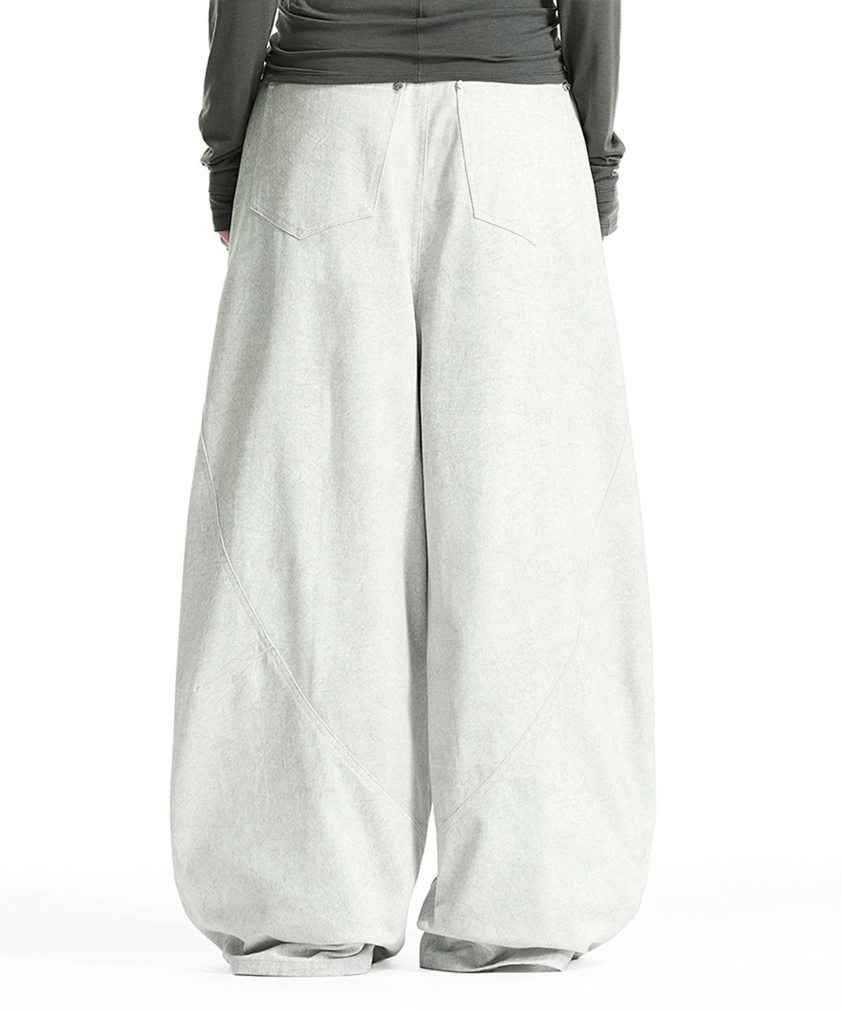 트리밍버드(TREEMINGBIRD) Overlap-Waist Curved Pants [ Ivory ]