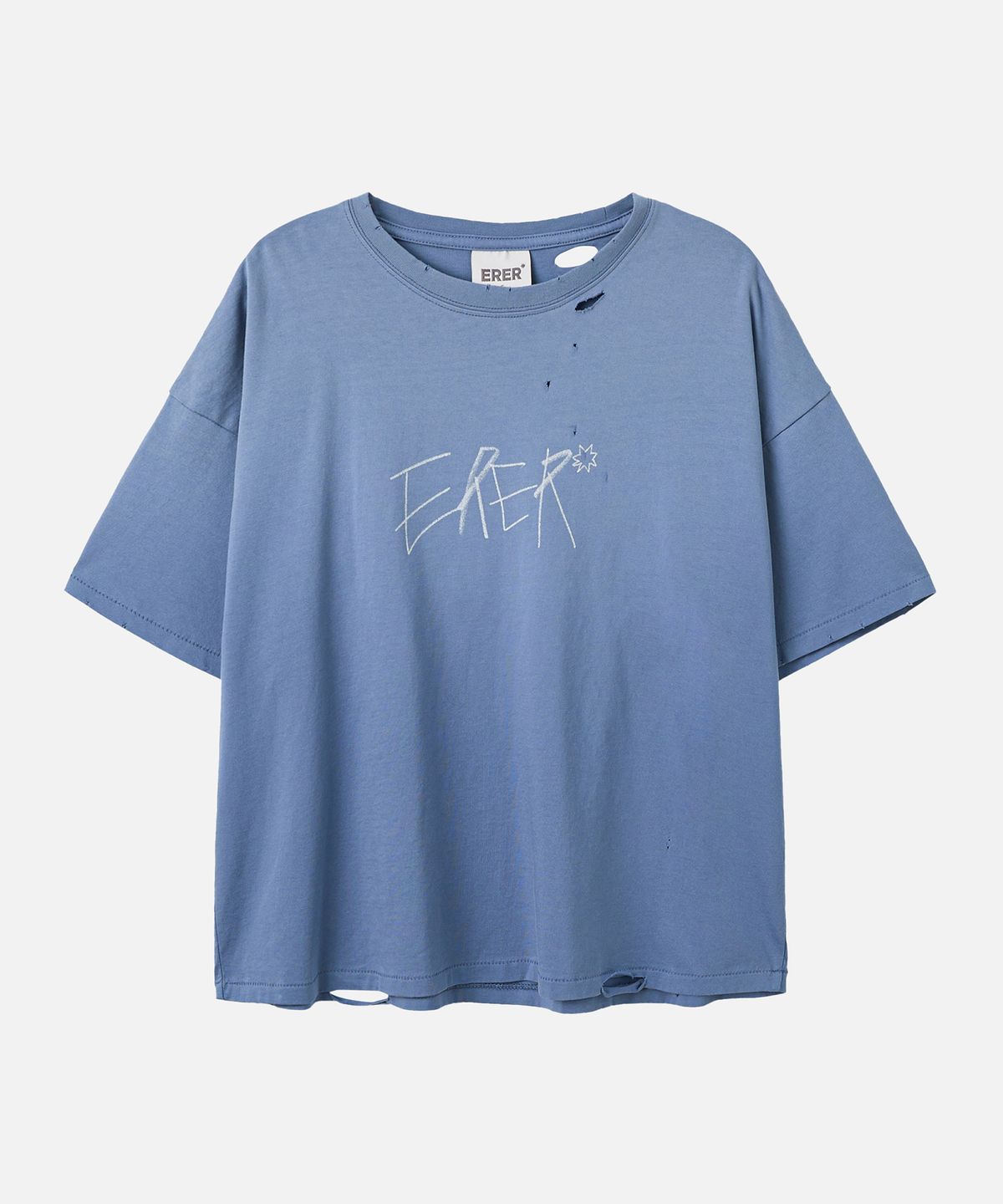 에르에르(ERER) Oversized Scribble Graphic T-Shirt Blue