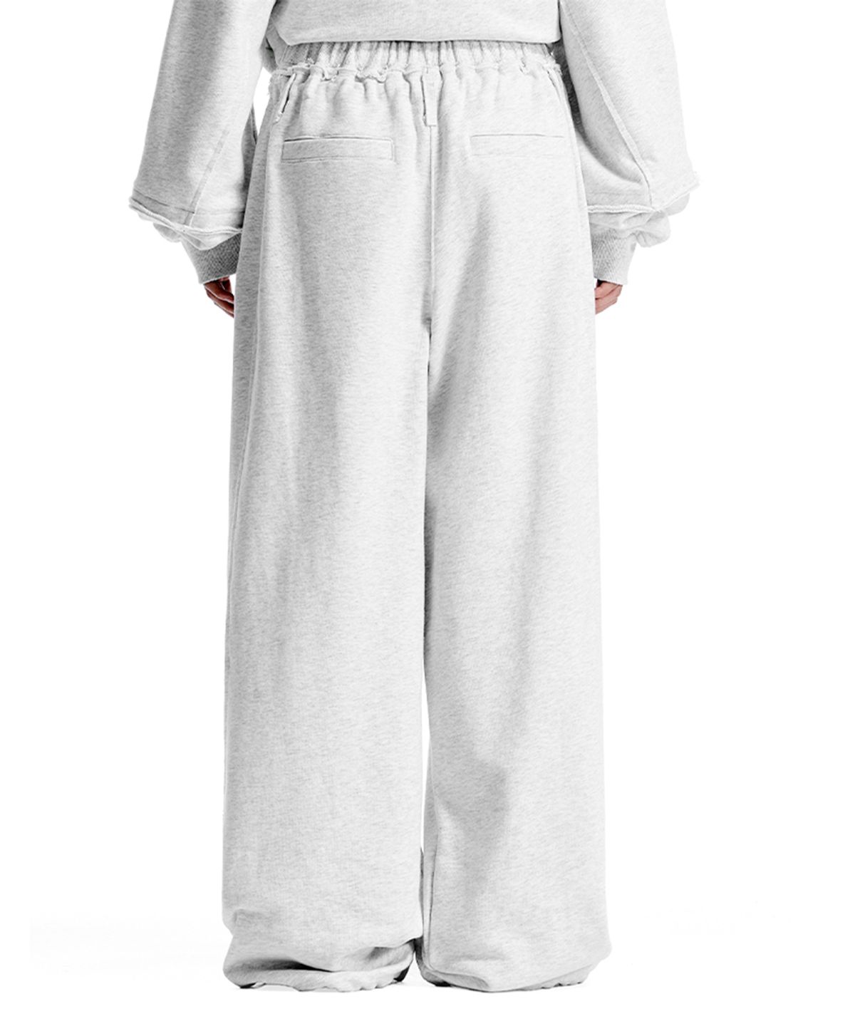 트리밍버드(TREEMINGBIRD) Lettering Raw-Cut Set-Up Sweat Pants [ Light Gray ]