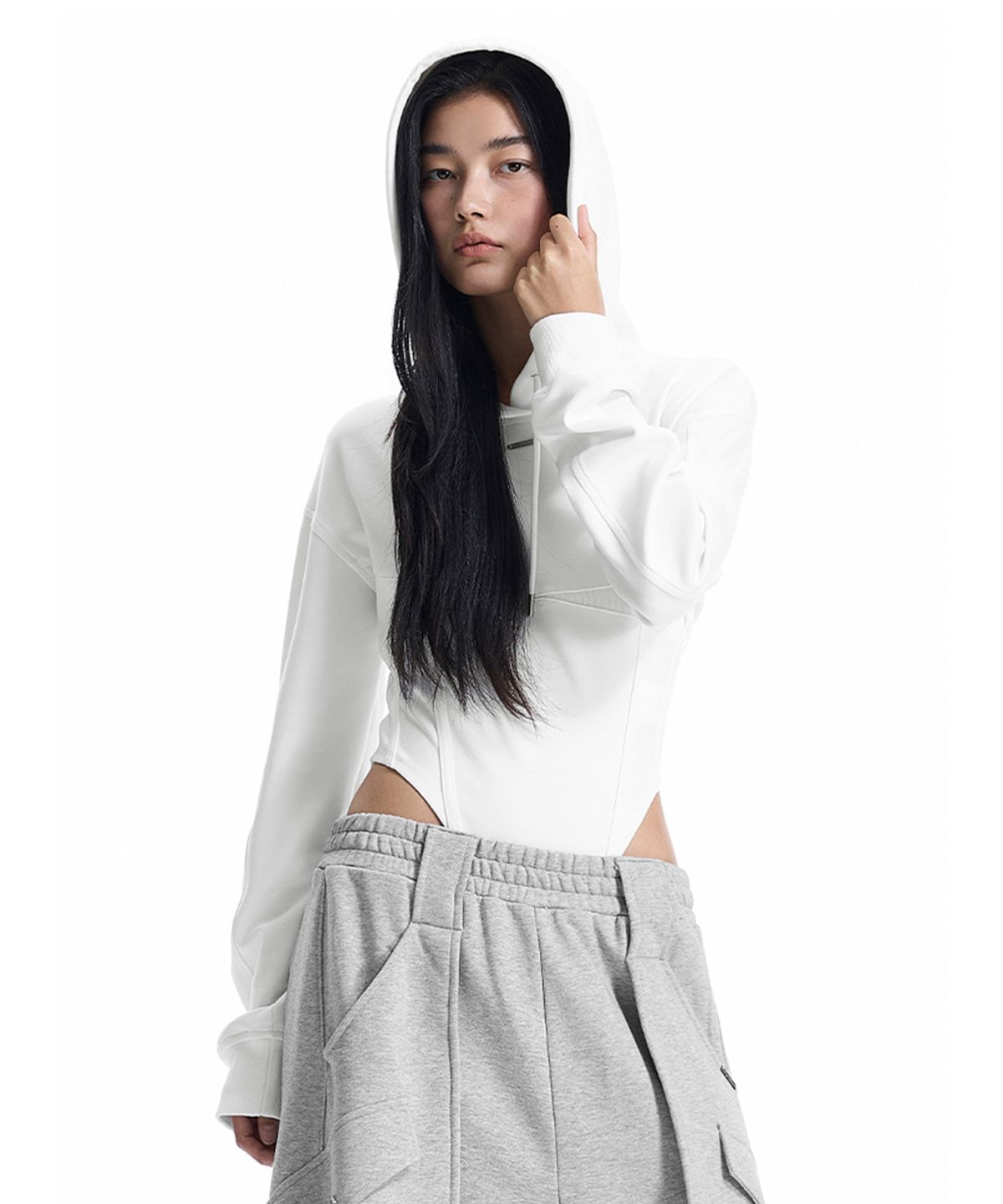 트리밍버드(TREEMINGBIRD) Hooded Bodysuit [ White ]