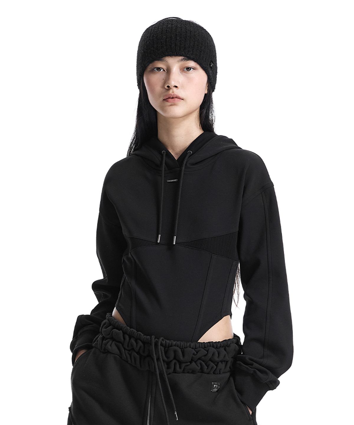 트리밍버드(TREEMINGBIRD) Hooded Bodysuit [ Black ]
