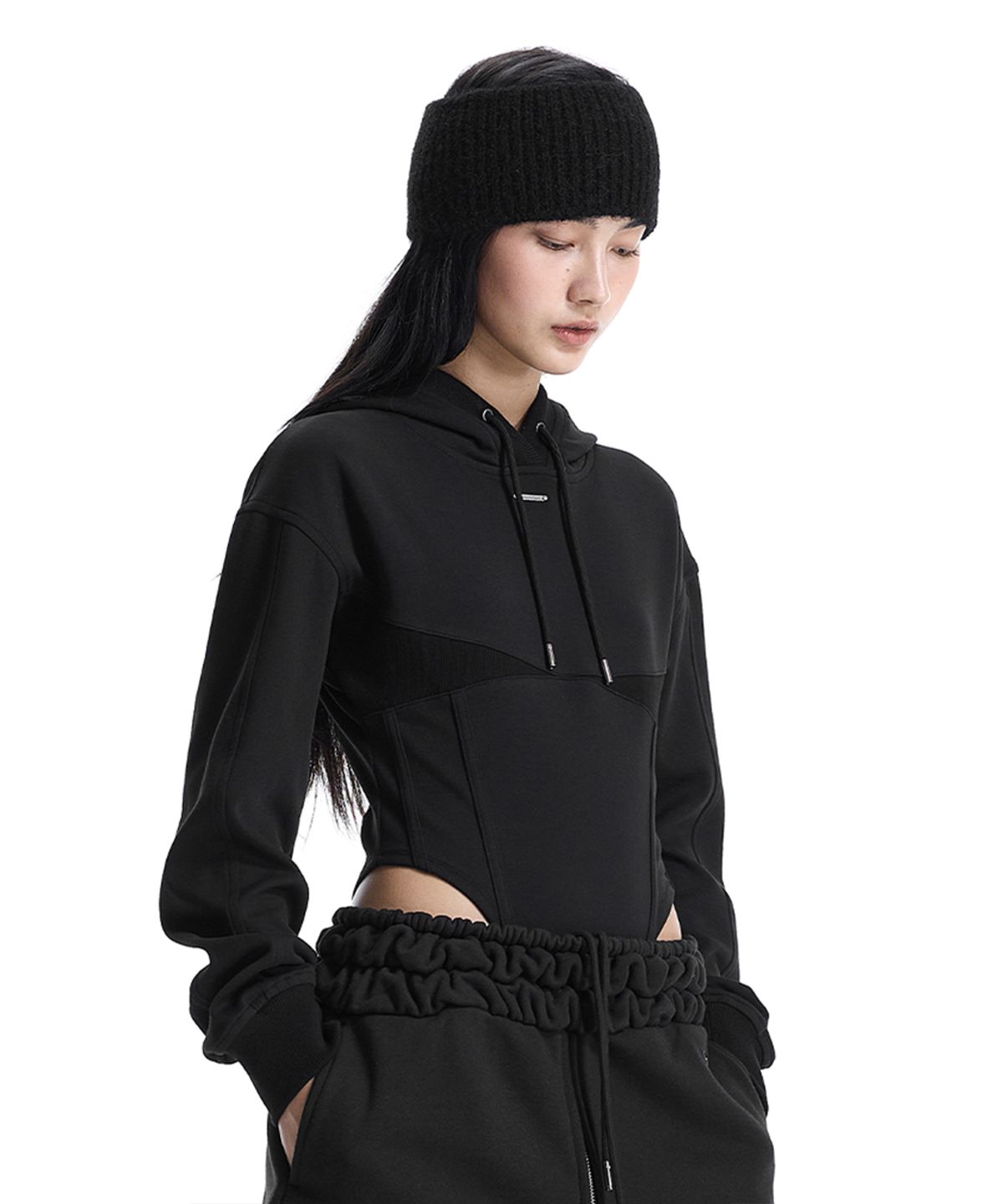 트리밍버드(TREEMINGBIRD) Hooded Bodysuit [ Black ]