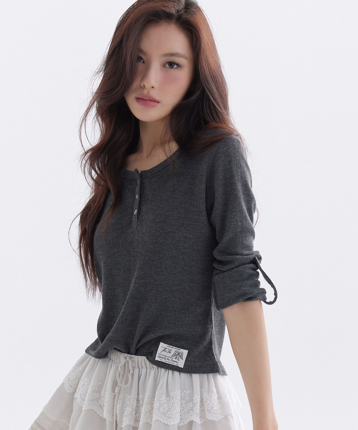 더티스(THETIS) ANGORA CANVAS HENLEY WAFFLE T-SHIRT_TT6S214CH