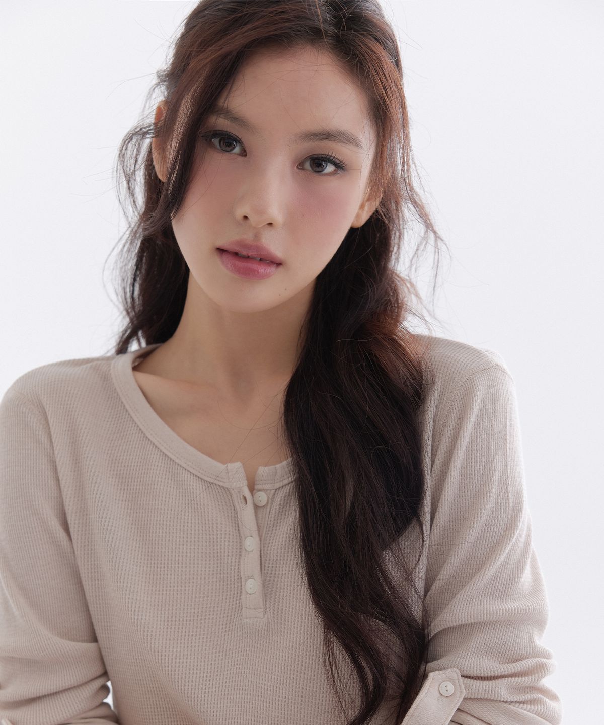 더티스(THETIS) ANGORA CANVAS HENLEY WAFFLE T-SHIRT_TT6S214BE