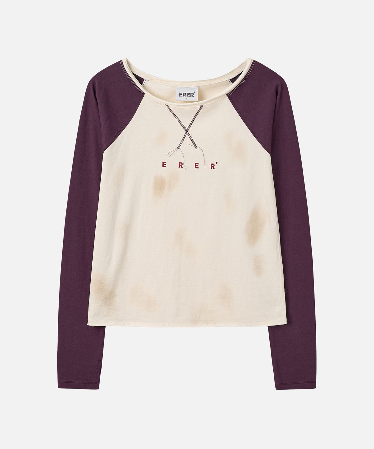 에르에르(ERER) Washed Color Block Long Sleeve Pupple