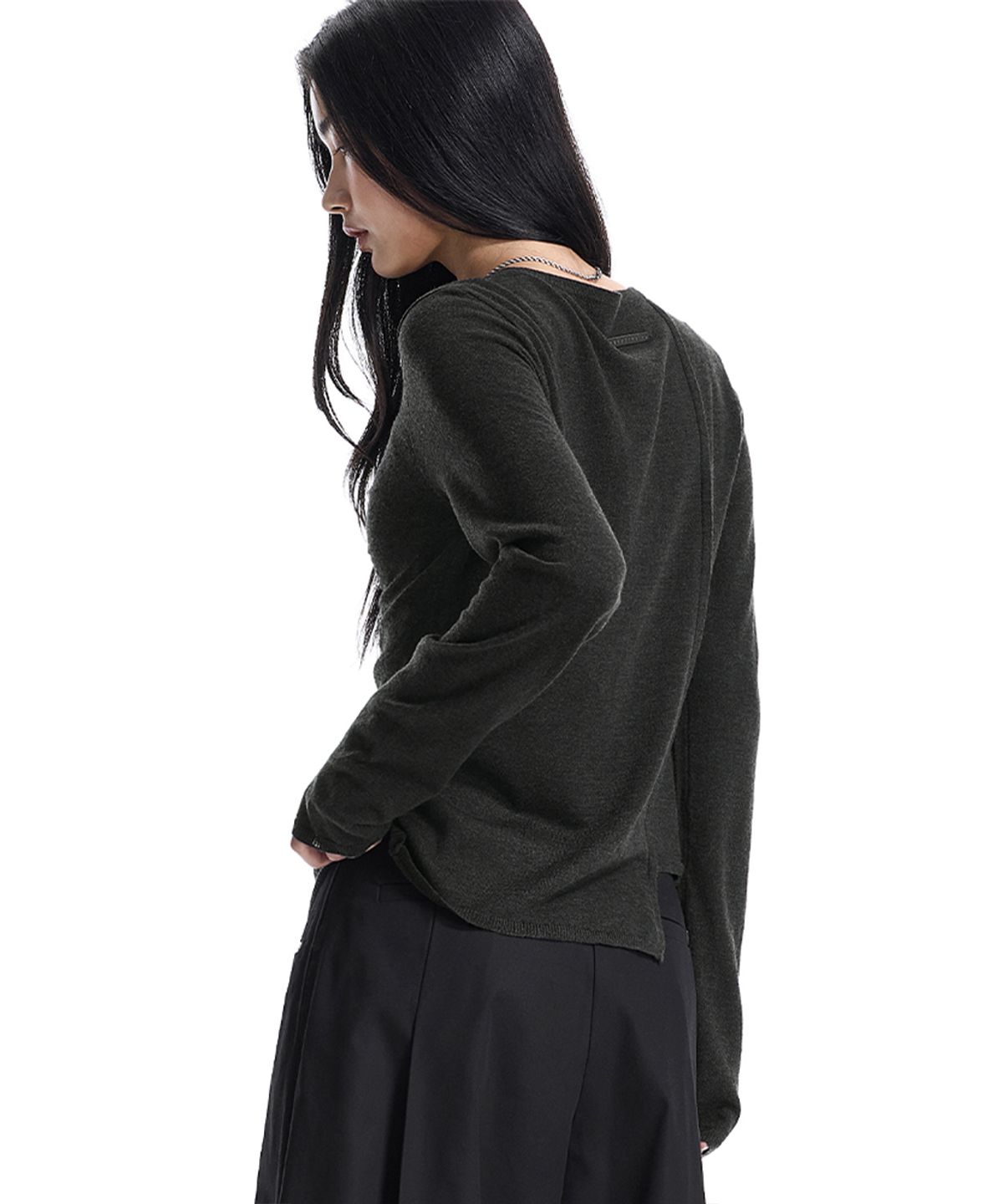 트리밍버드(TREEMINGBIRD) Hook-Detail Shirred Cardigan [ Khaki ]