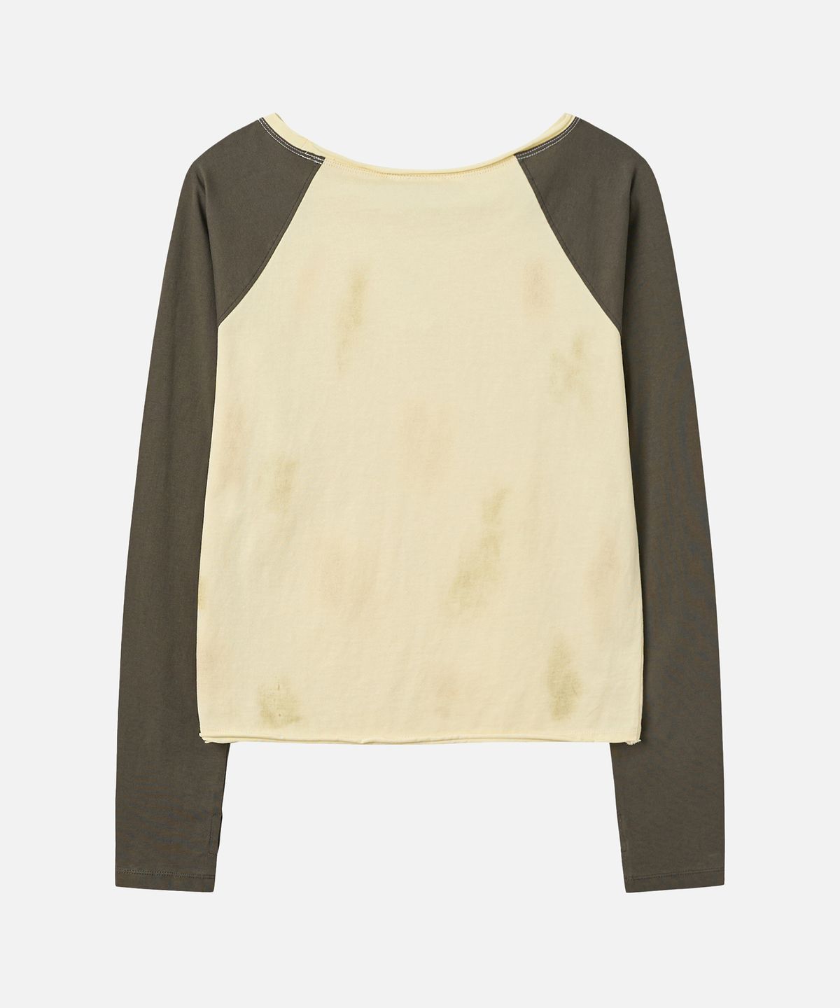 에르에르(ERER) Washed Color Block Long Sleeve Khaki
