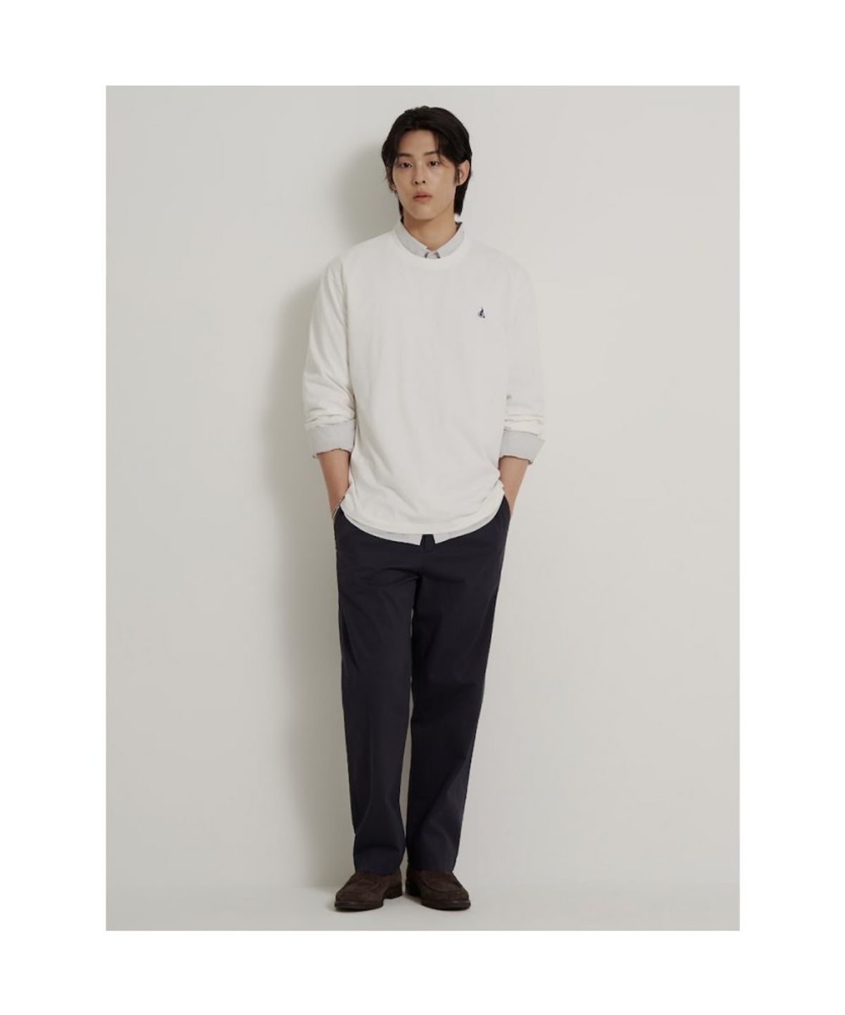 빈폴 멘(BEANPOLE MEN) [Essential] 남녀공용 라운드넥 티셔츠  화이트
