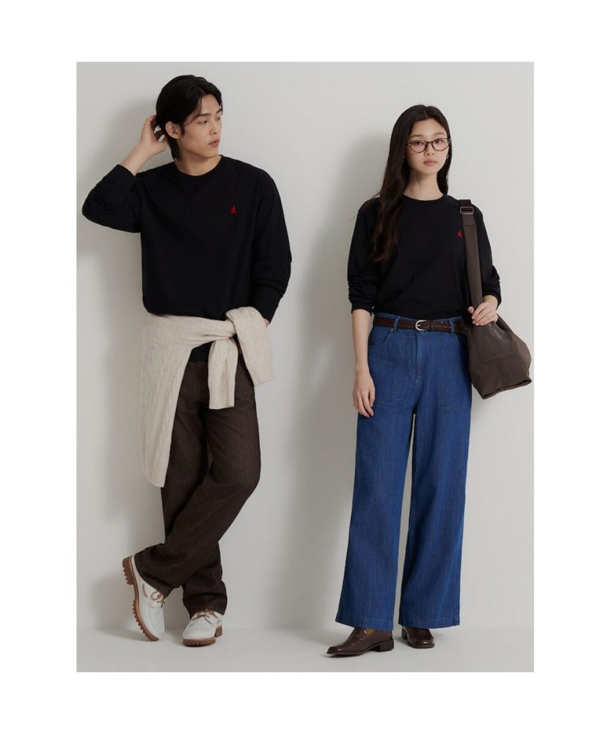 빈폴 멘(BEANPOLE MEN) [Essential] 남녀공용 라운드넥 티셔츠  블랙