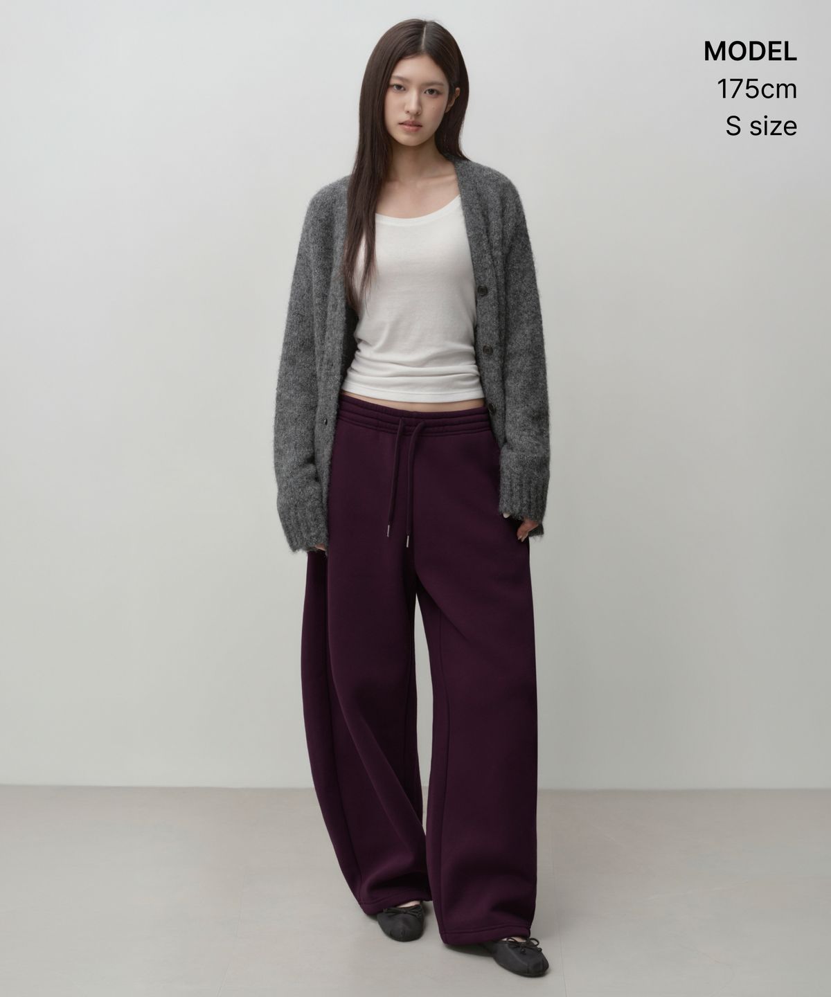 무신사 스탠다드 우먼(MUSINSA STANDARD WOMAN) 우먼즈 기모 커브드 스웨트 팬츠 [플럼]