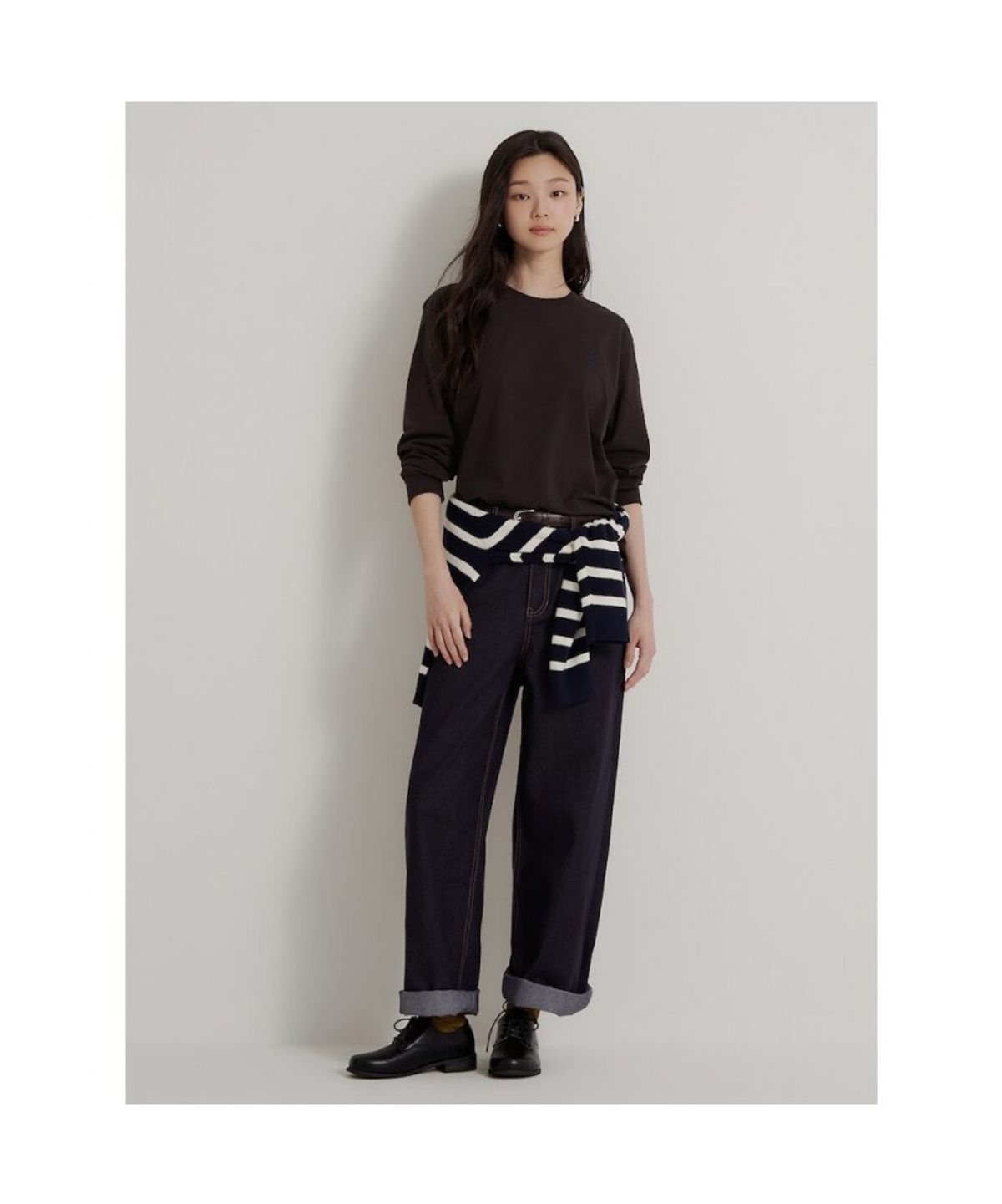 빈폴 멘(BEANPOLE MEN) [Essential] 남녀공용 라운드넥 티셔츠  브라운
