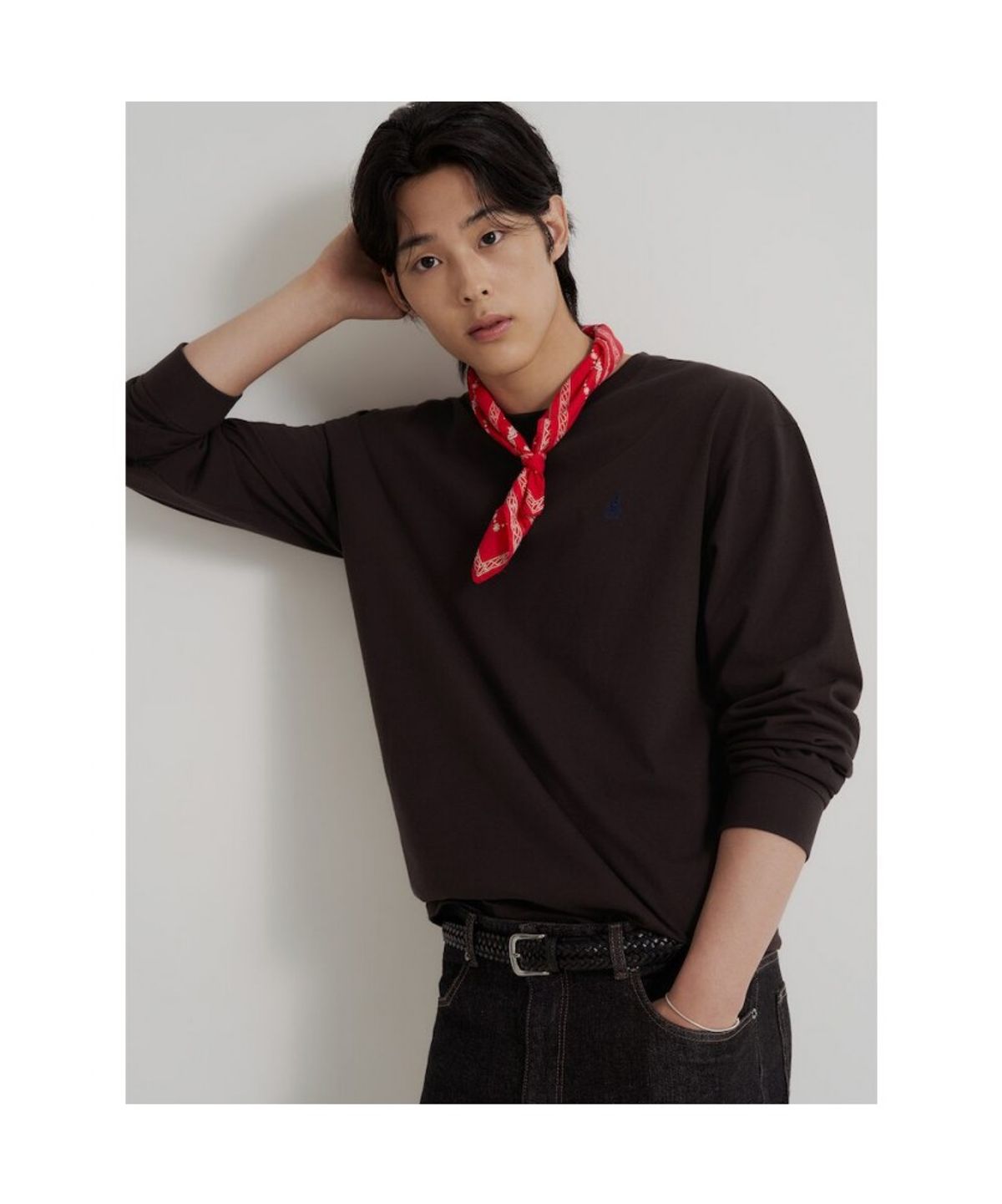 빈폴 멘(BEANPOLE MEN) [Essential] 남녀공용 라운드넥 티셔츠  브라운
