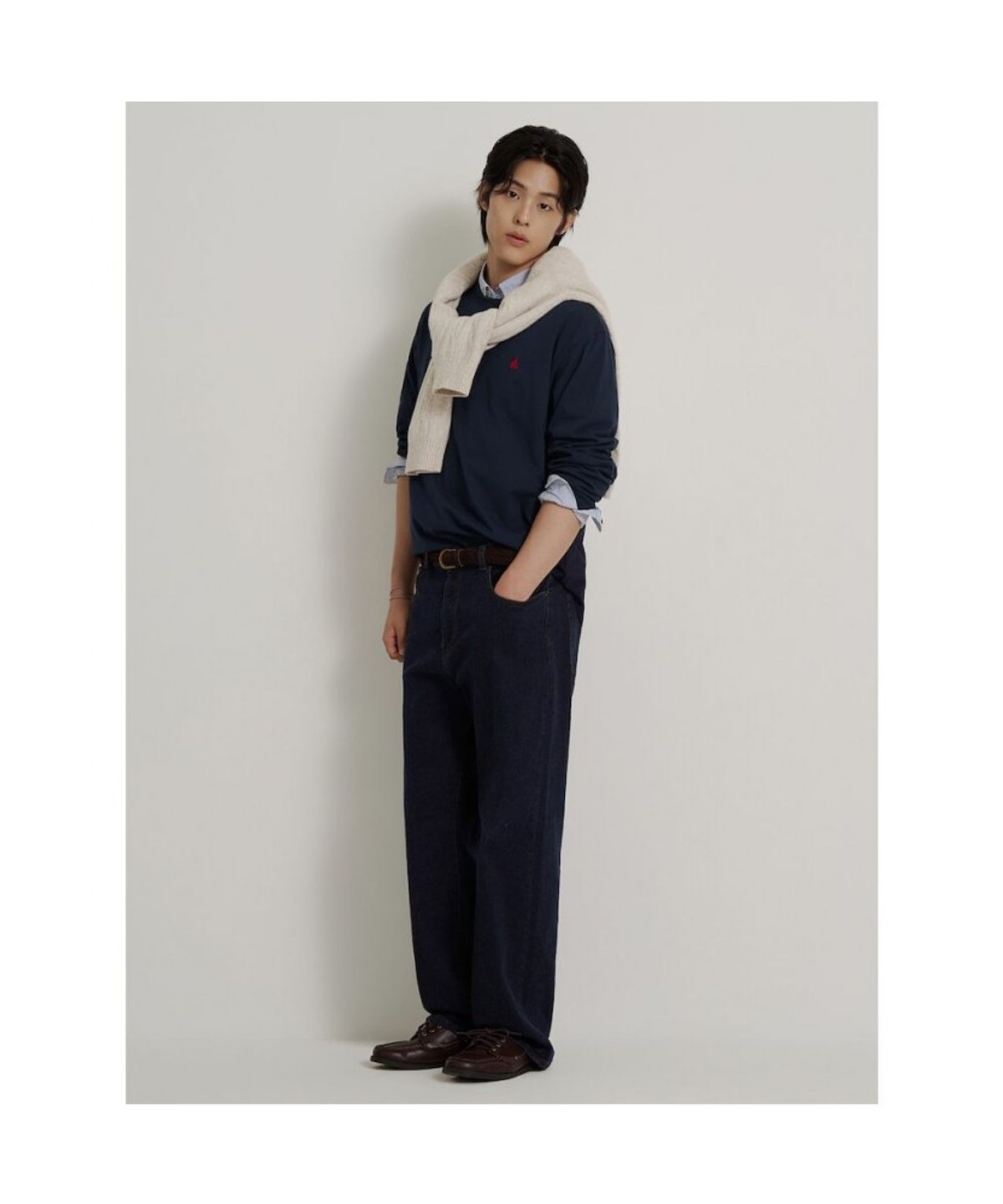 빈폴 멘(BEANPOLE MEN) [Essential] 남녀공용 라운드넥 티셔츠  네이비
