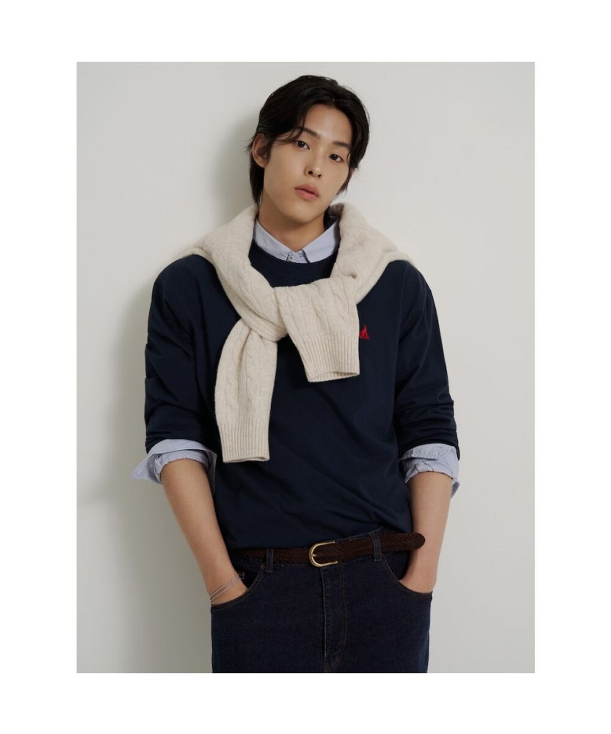 빈폴 멘(BEANPOLE MEN) [Essential] 남녀공용 라운드넥 티셔츠  네이비