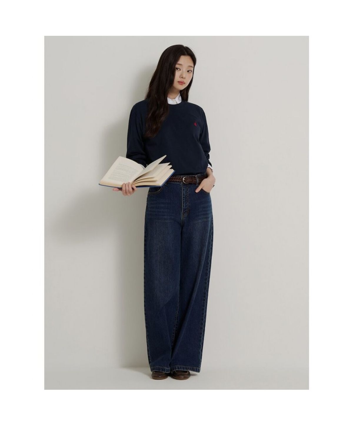 빈폴 멘(BEANPOLE MEN) [Essential] 남녀공용 라운드넥 티셔츠  네이비