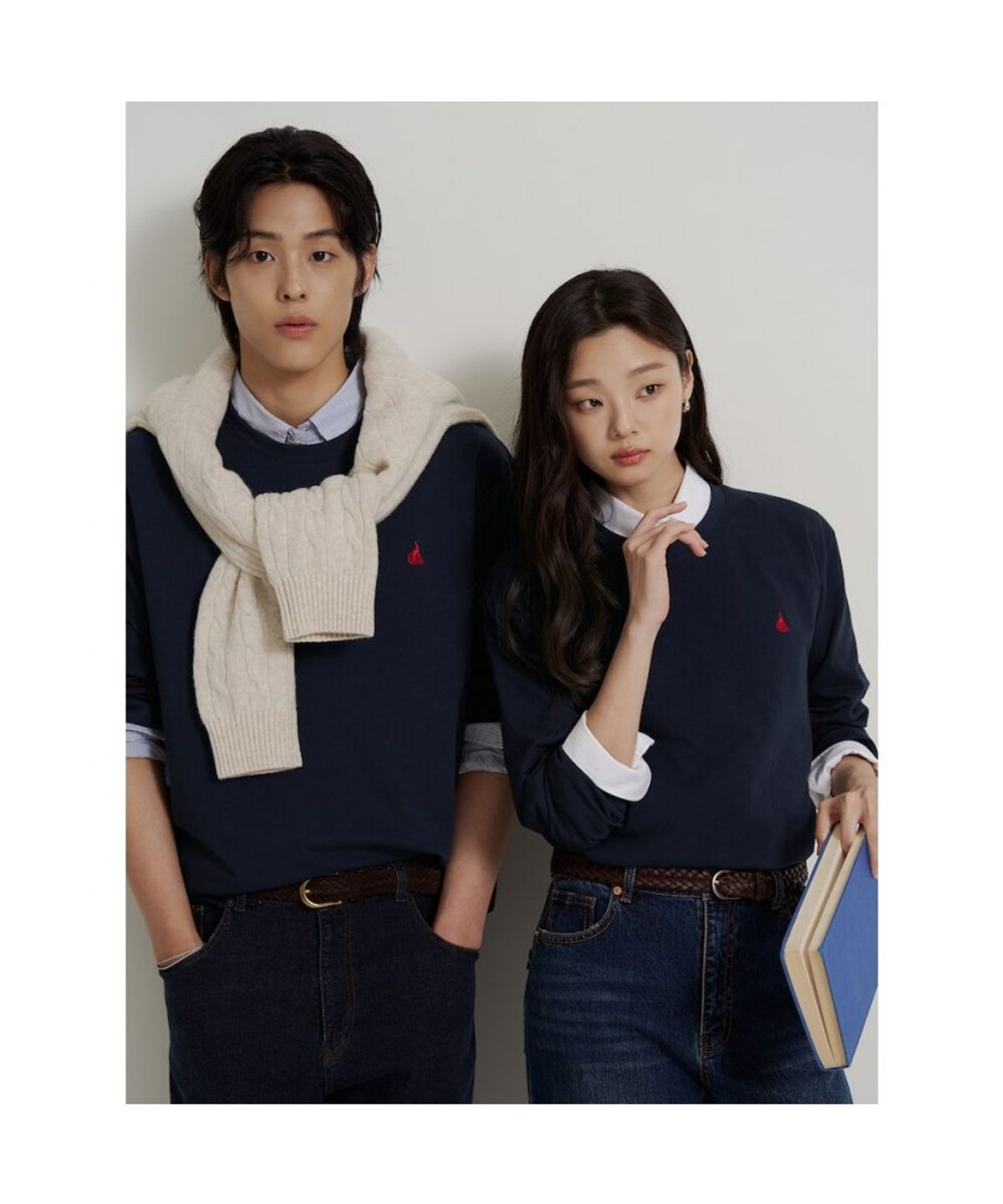 빈폴 멘(BEANPOLE MEN) [Essential] 남녀공용 라운드넥 티셔츠  네이비