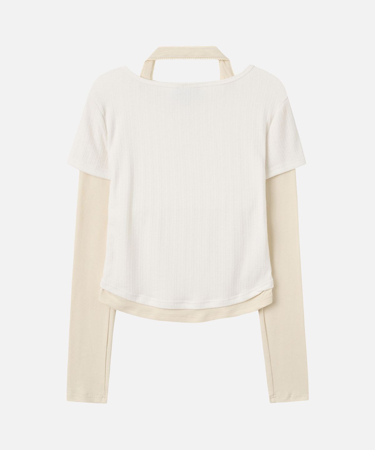 에르에르(ERER) Halter Neck Layered Long Sleeve White