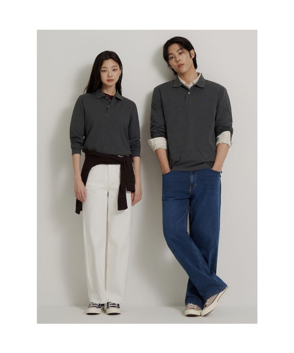 빈폴 멘(BEANPOLE MEN) [소프트터치] 프리미엄 코튼 피케 칼라넥 티셔츠  애쉬