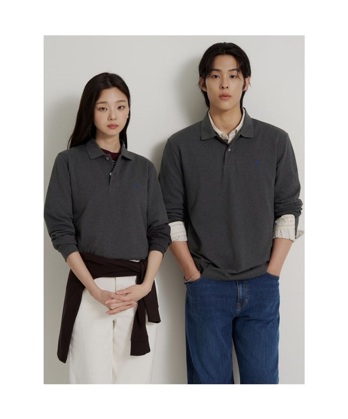 빈폴 멘(BEANPOLE MEN) [소프트터치] 프리미엄 코튼 피케 칼라넥 티셔츠  애쉬